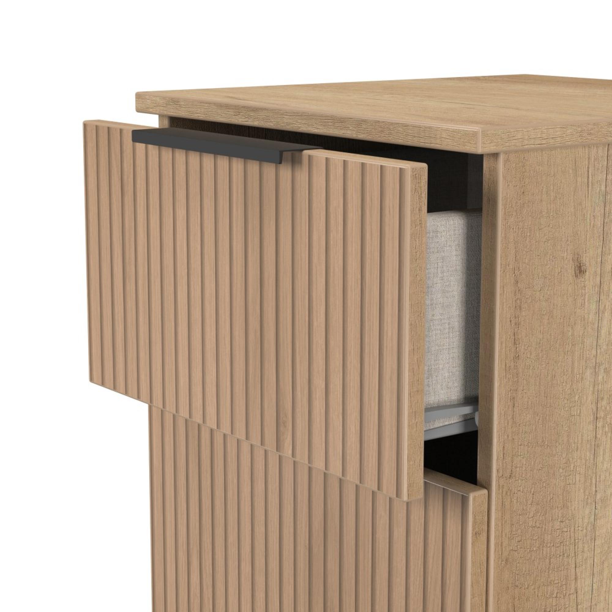 Java Fluted Bedside Cabinet - 2 Drawer - Natural and Nebraska