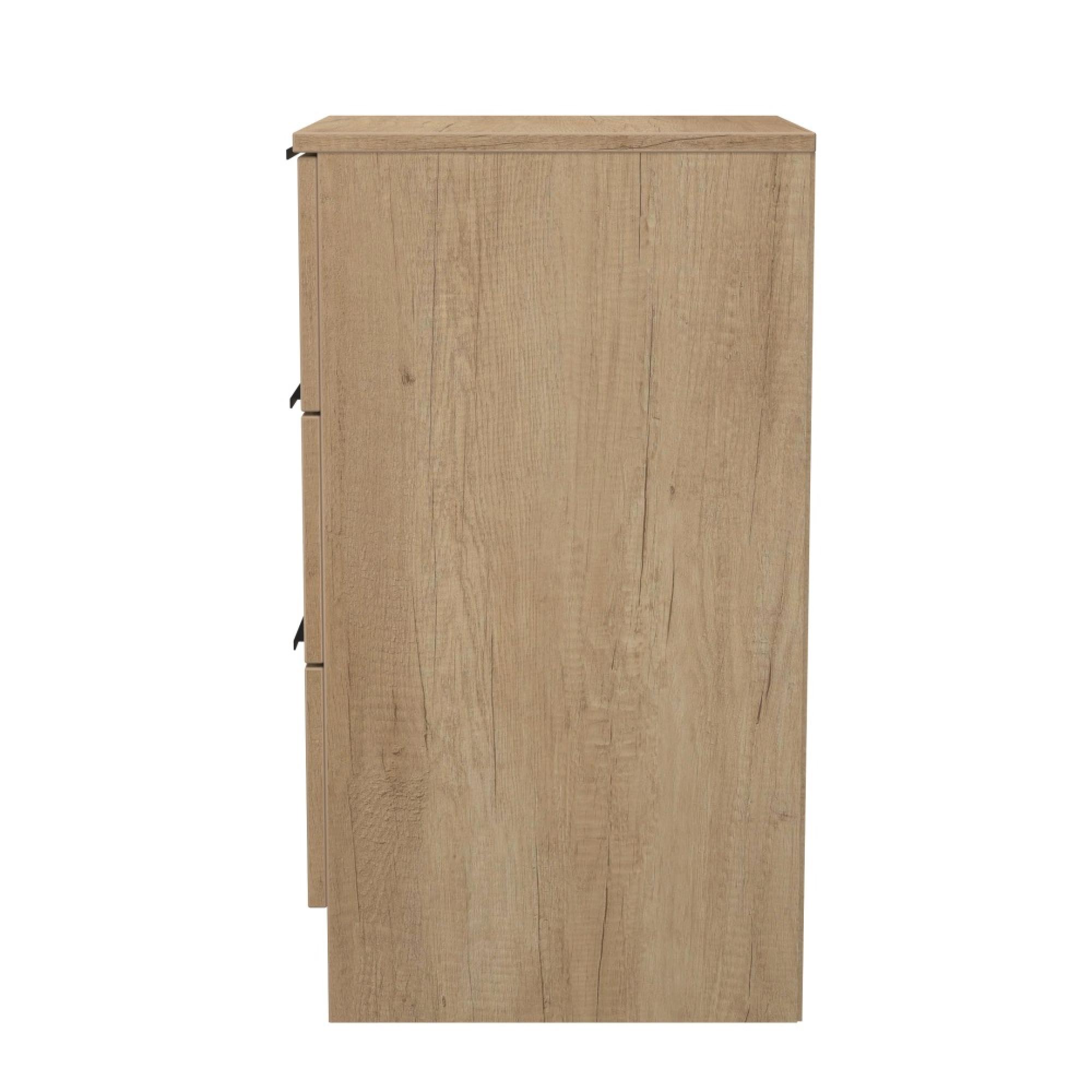Java Fluted Bedside Cabinet - 3 Drawer - Natural and Nebraska