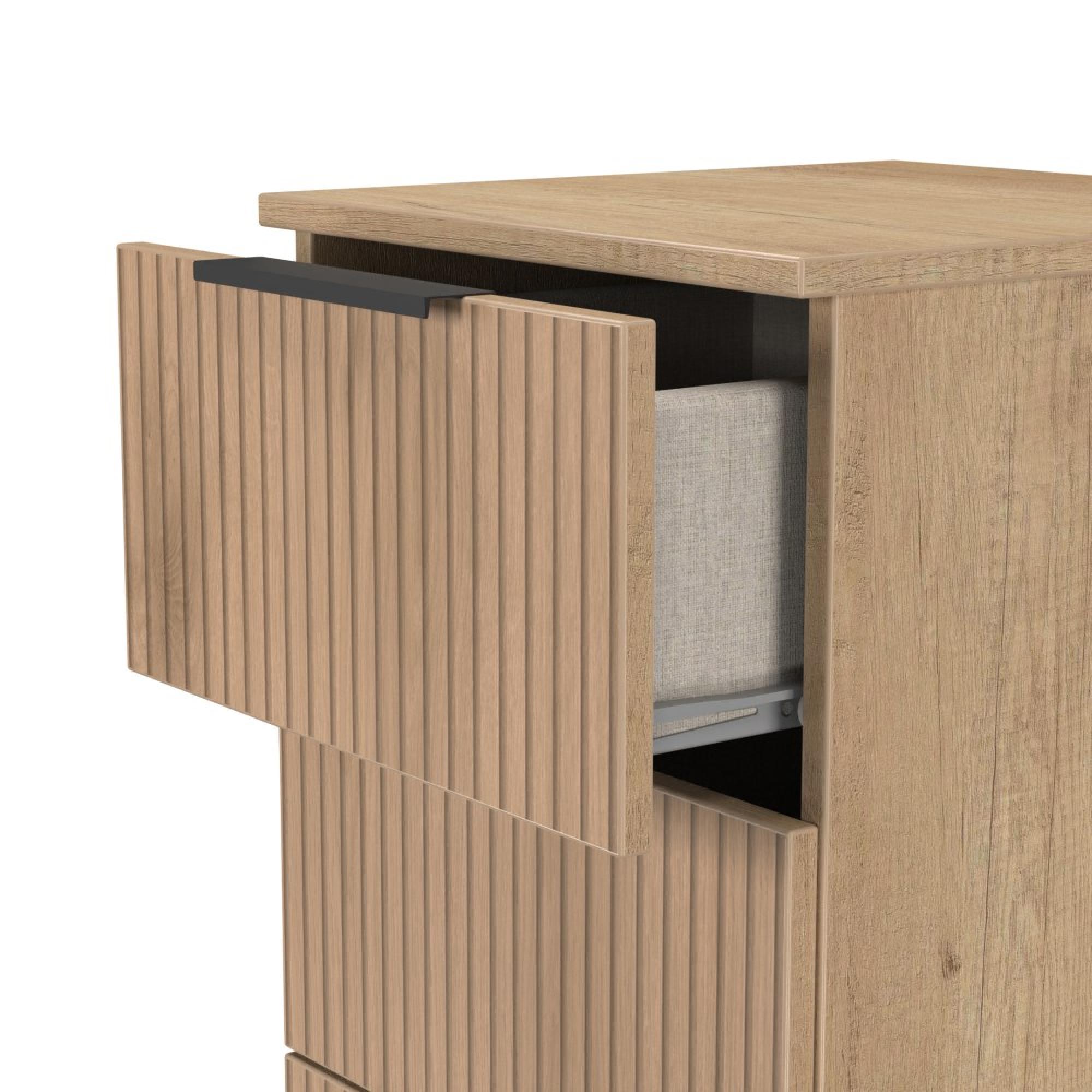 Java Fluted Bedside Cabinet - 4 Drawer - Natural and Nebraska