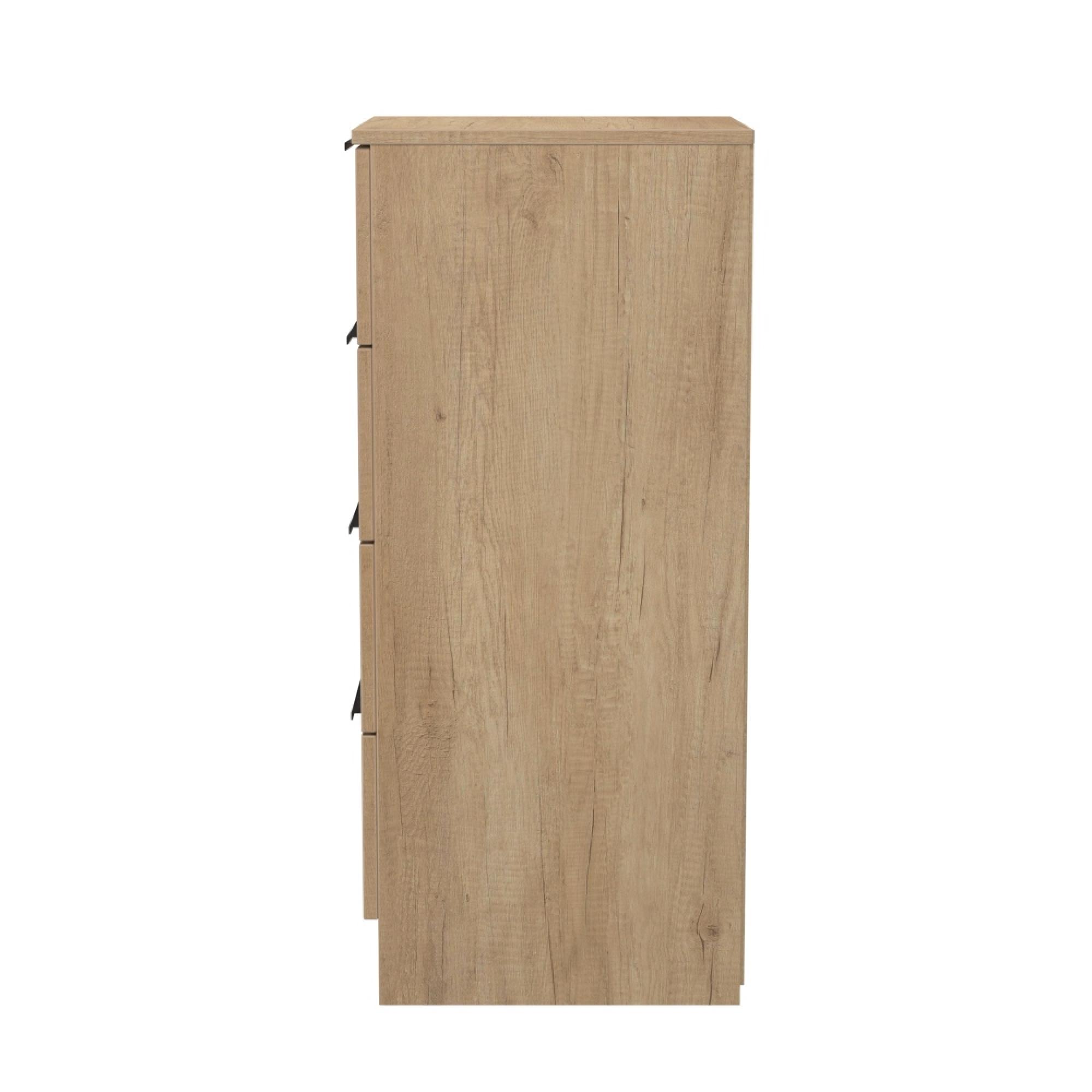 Java Fluted Bedside Cabinet - 4 Drawer - Natural and Nebraska