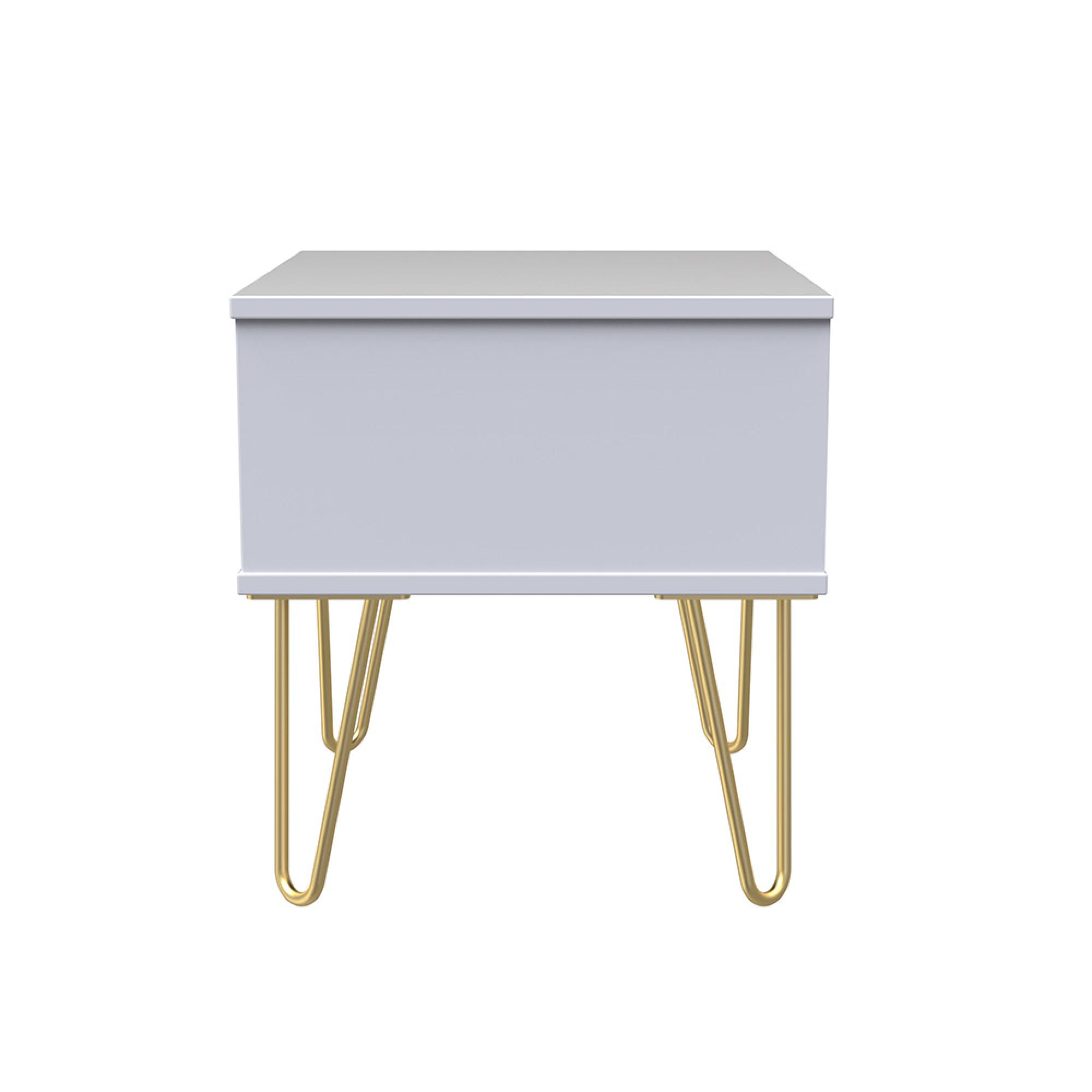 Diamond Bedside Table - 1 Drawer - with Gold Hairpin Legs - Pink and White