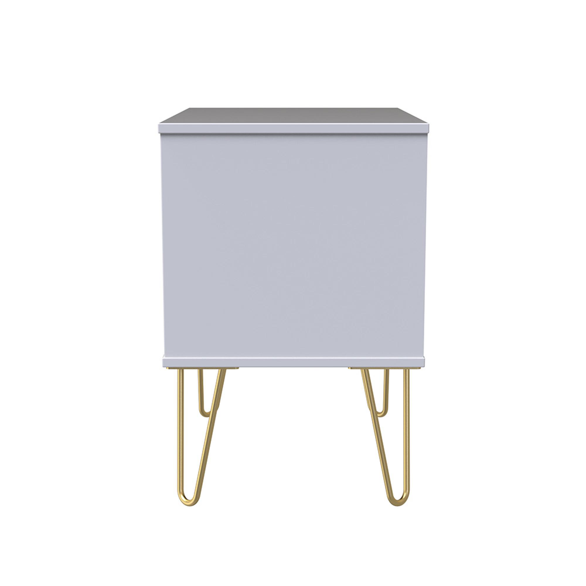 Diamond Midi Bedside Cabinet - 2 Drawer - with Gold Hairpin Legs - Pink and White