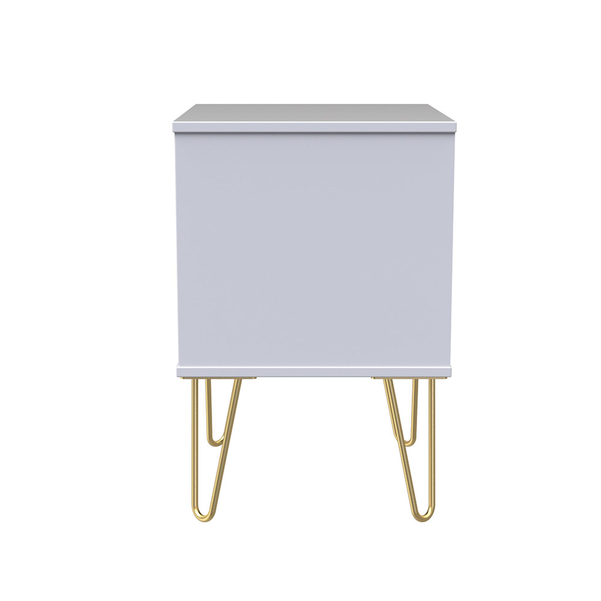 Diamond Bedside Cabinet - 2 Drawer - with Gold Hairpin Legs - Black and White