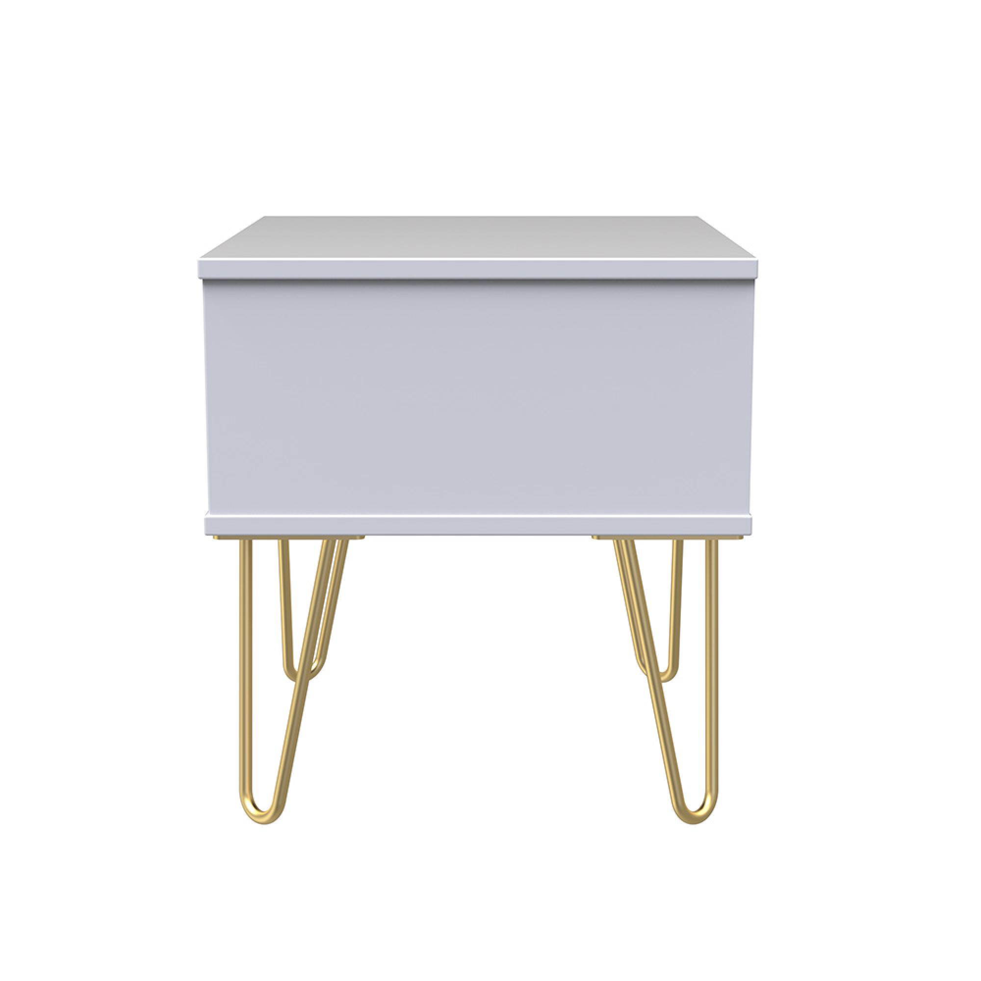 Diamond Bedside Table - 1 Drawer - with Gold Hairpin Legs - Black and White