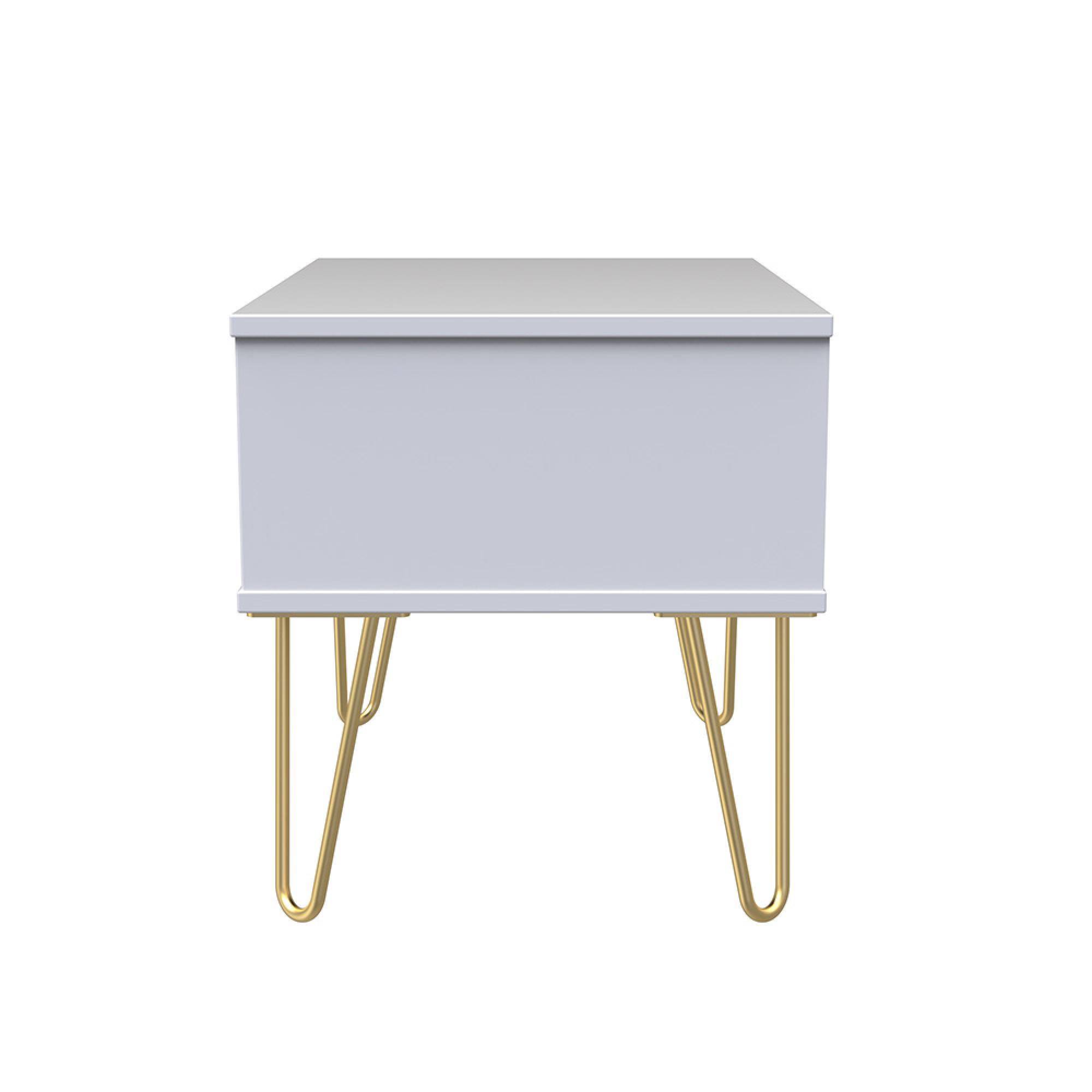 Diamond Midi Bedside Table - 1 Drawer - with Gold Hairpin Legs - Black and White