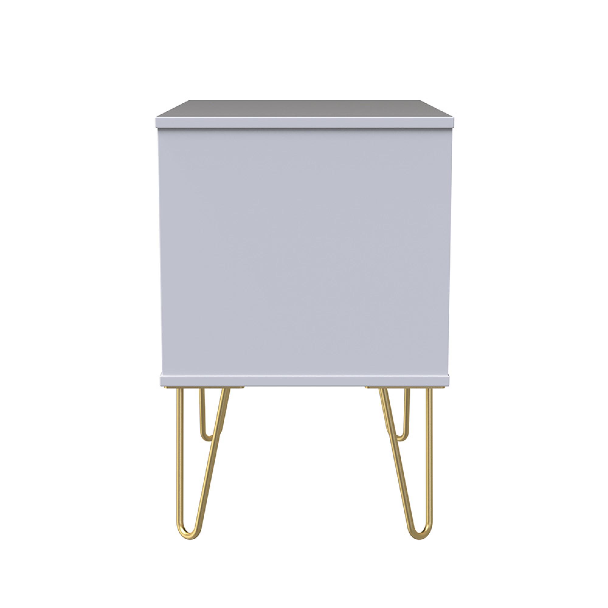 Diamond Midi Bedside Cabinet - 2 Drawer - with Gold Hairpin Legs - White