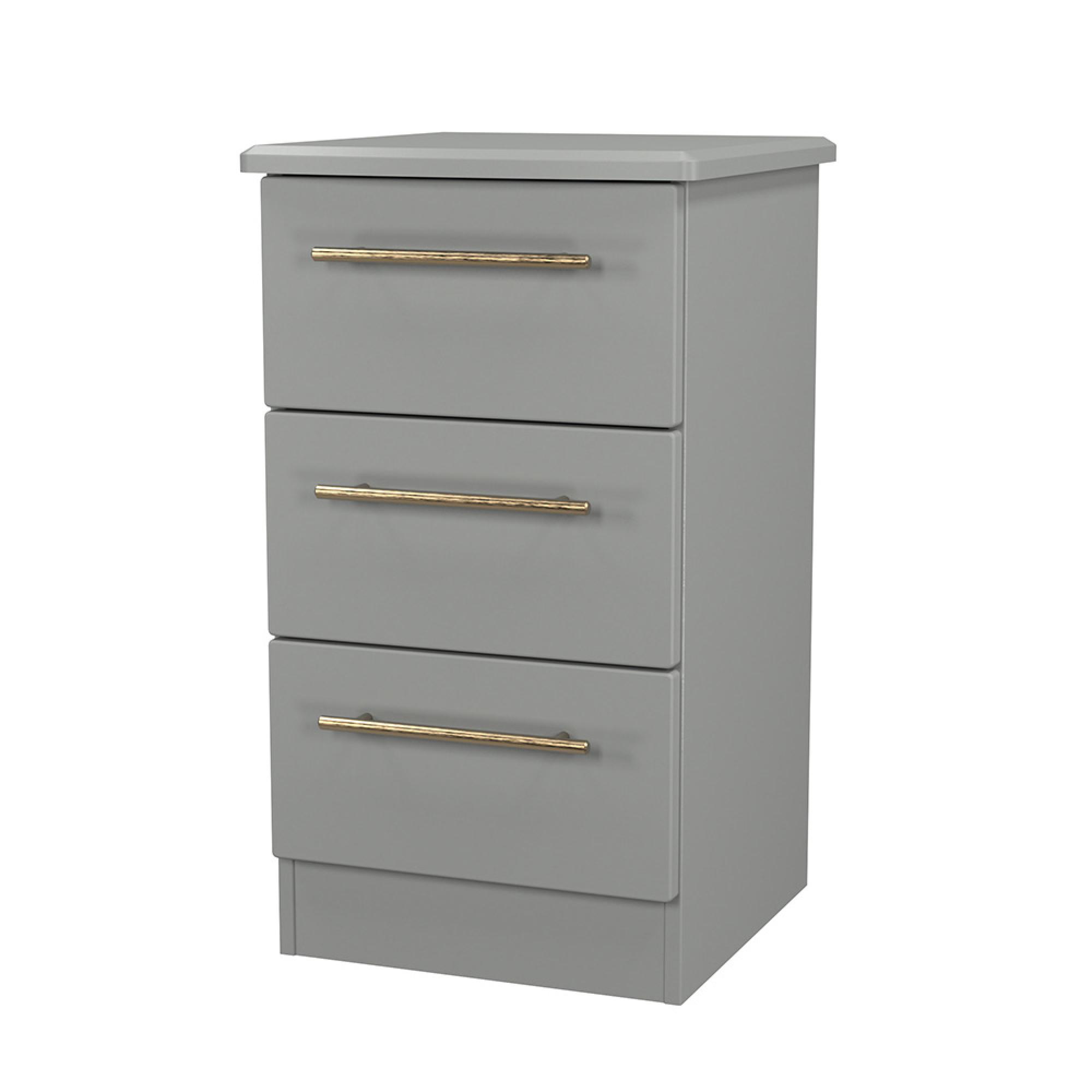 Haworth Bedside Cabinet - 3 Drawer - Grey