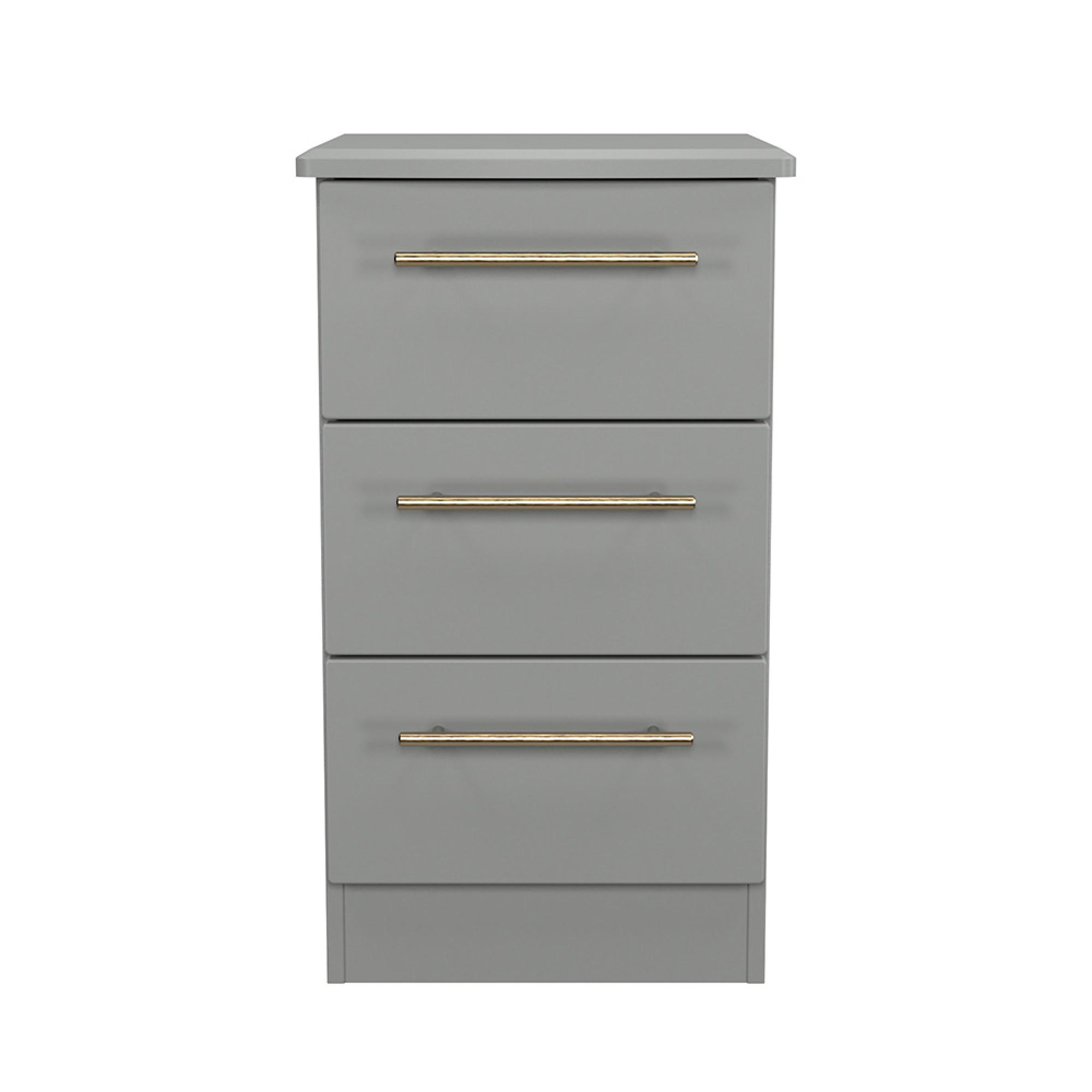 Haworth Bedside Cabinet - 3 Drawer - Grey