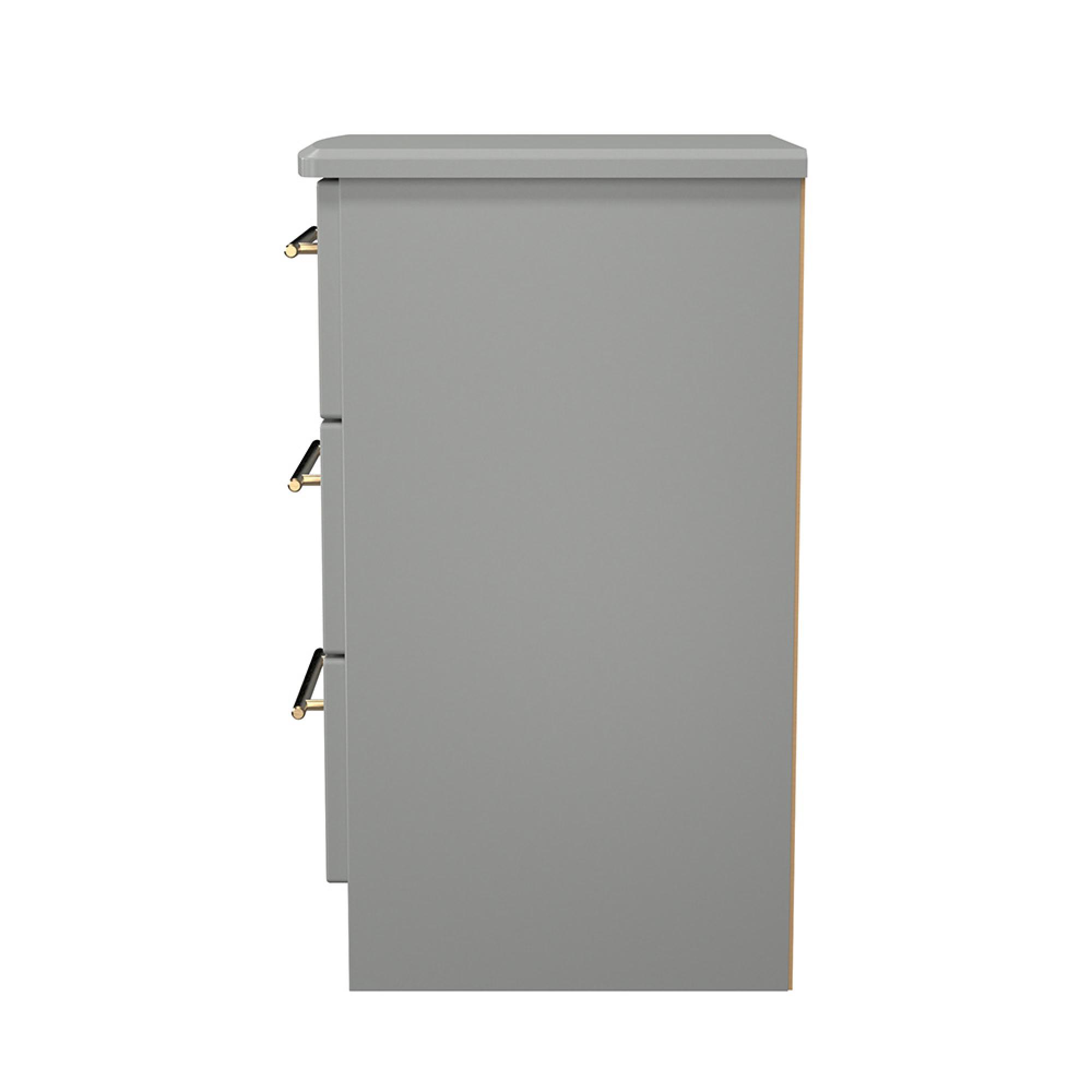 Haworth Bedside Cabinet - 3 Drawer - Grey