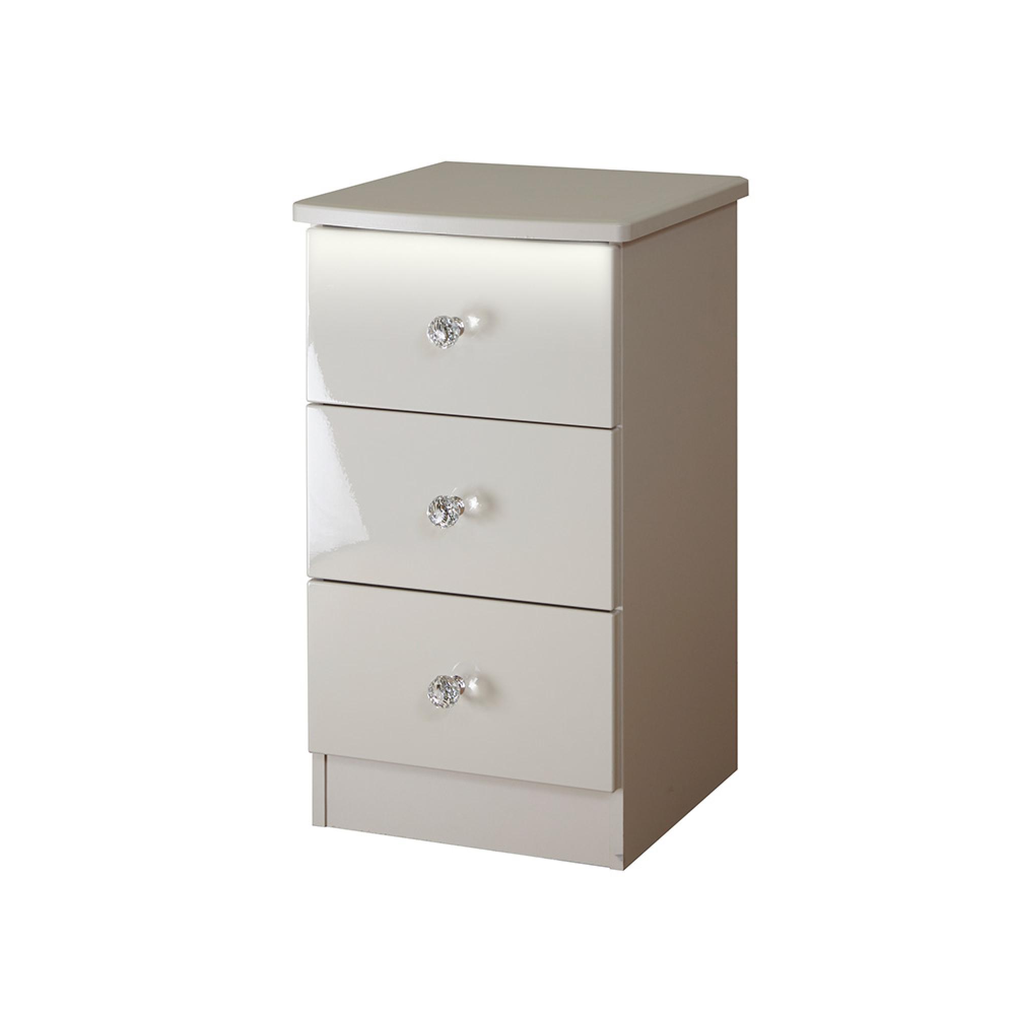 Lumiere Bedside Cabinet - 3 Drawer - Cashmere