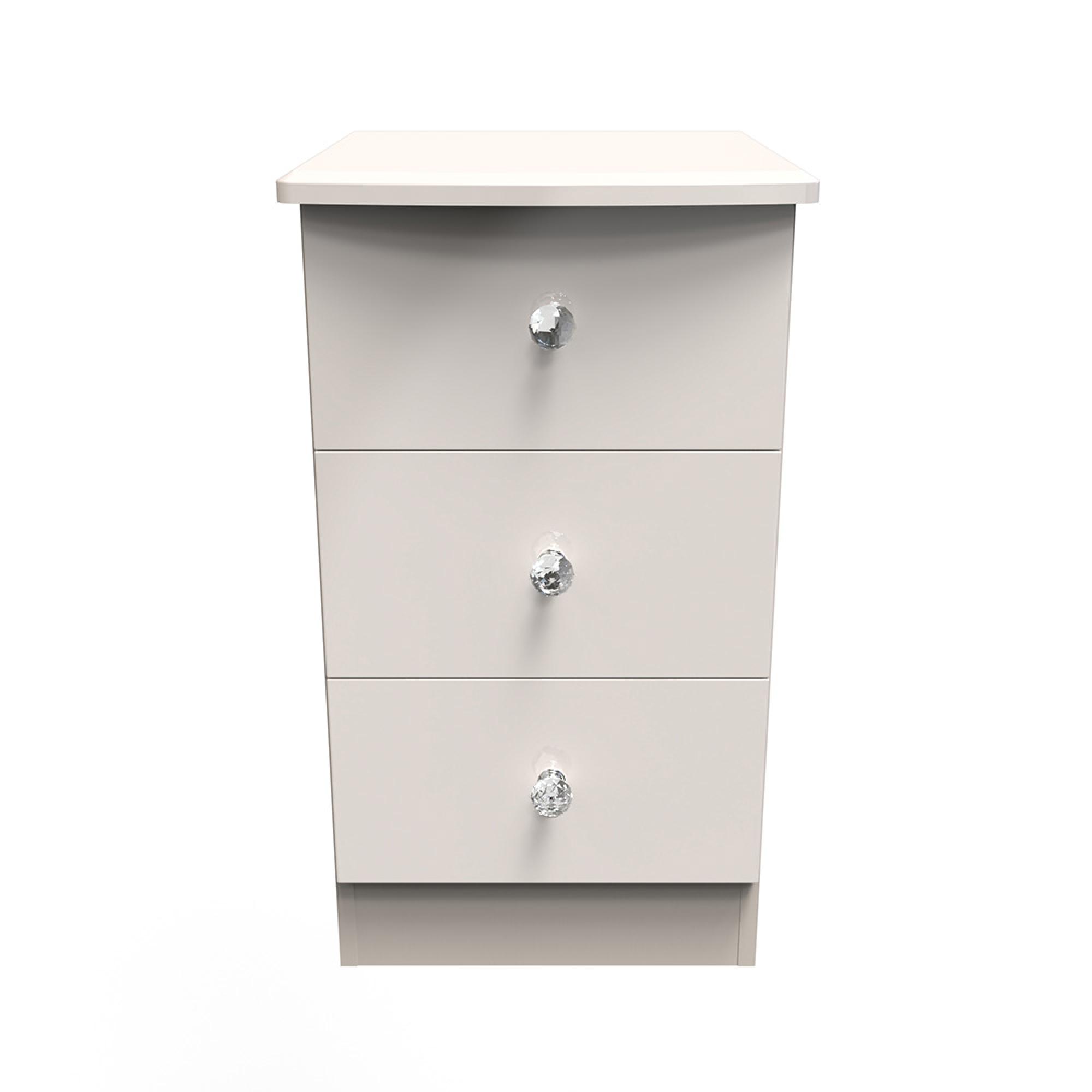 Lumiere Bedside Cabinet - 3 Drawer - Cashmere