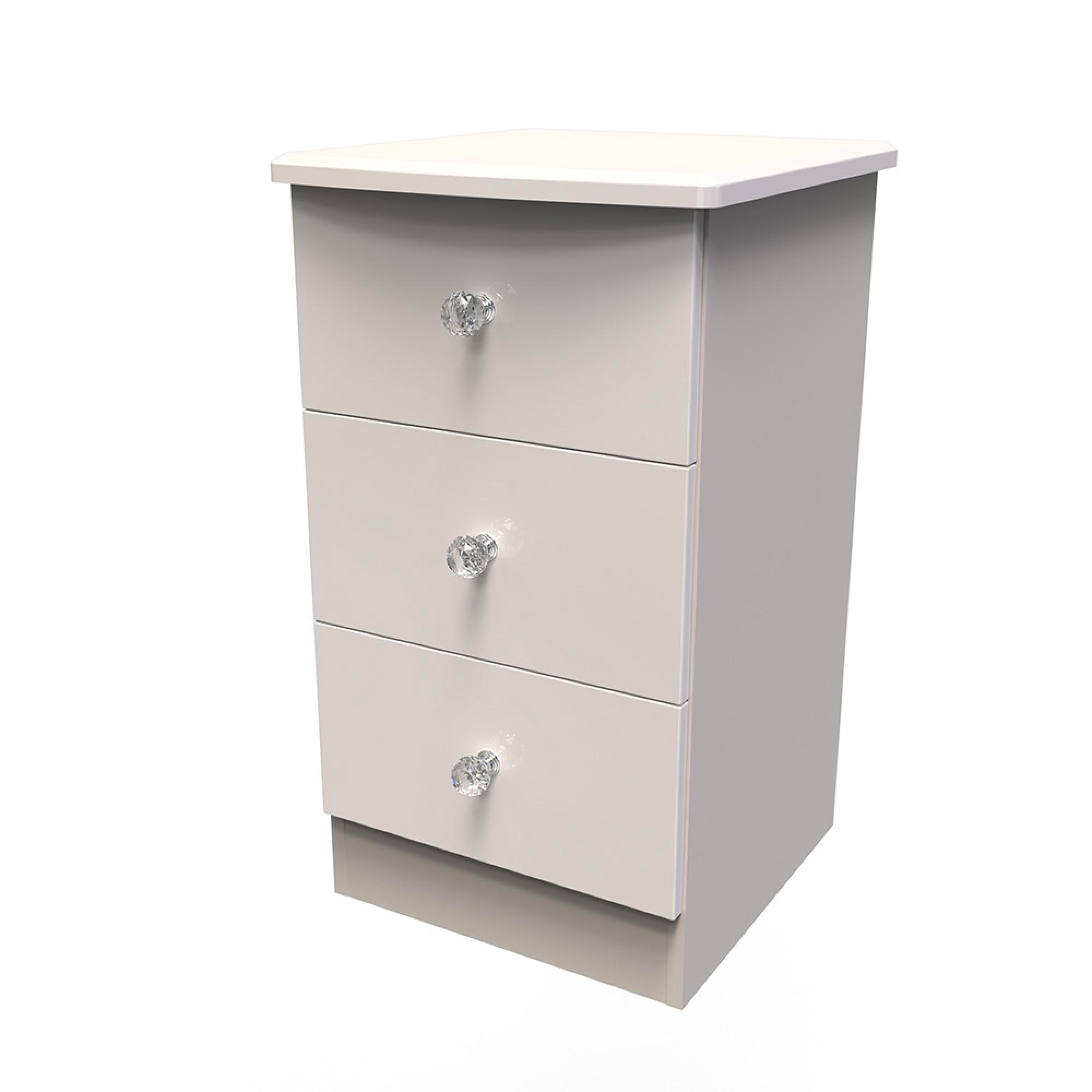 Lumiere Bedside Cabinet - 3 Drawer - Cashmere