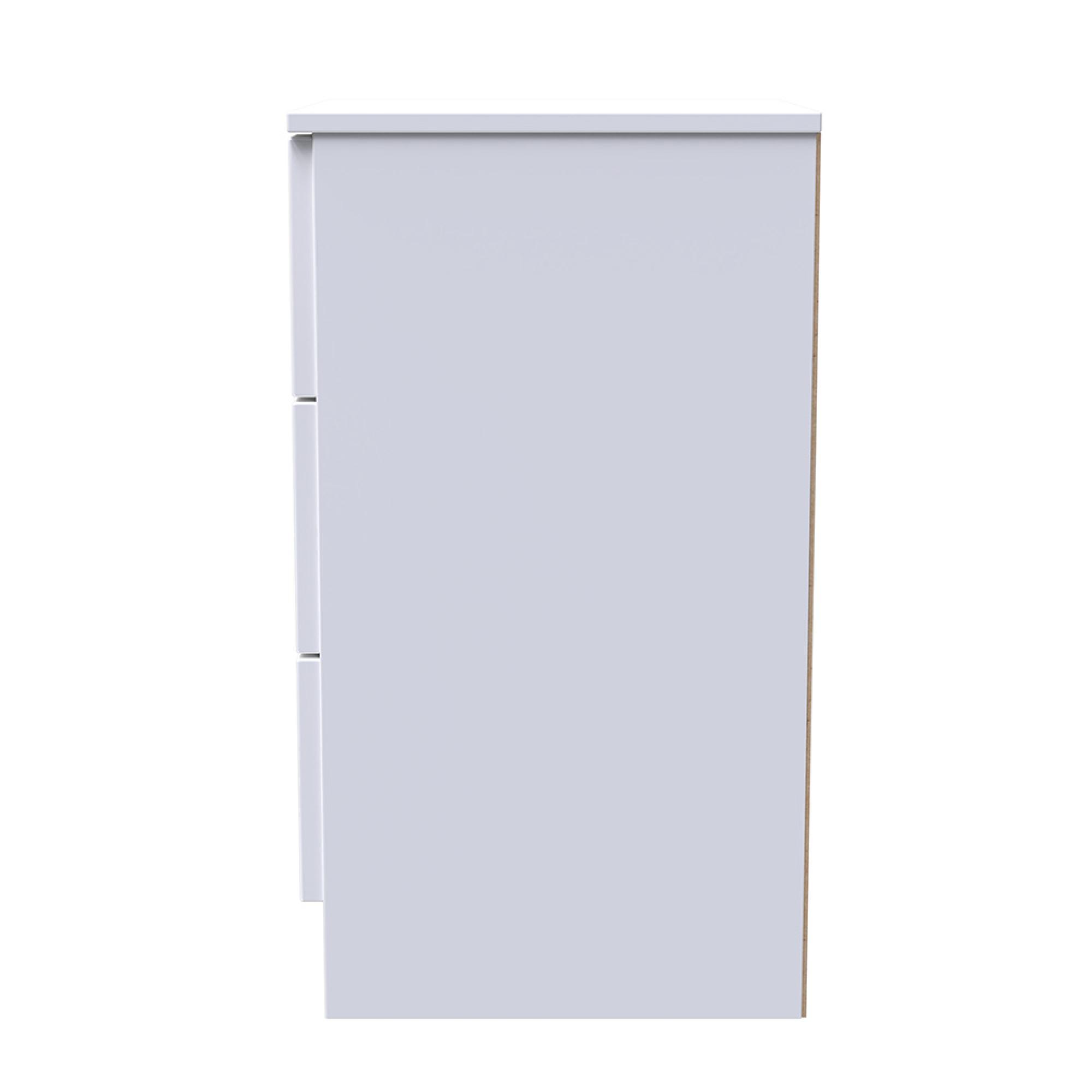 Milan Bedside Cabinet - 3 Drawer - White Gloss