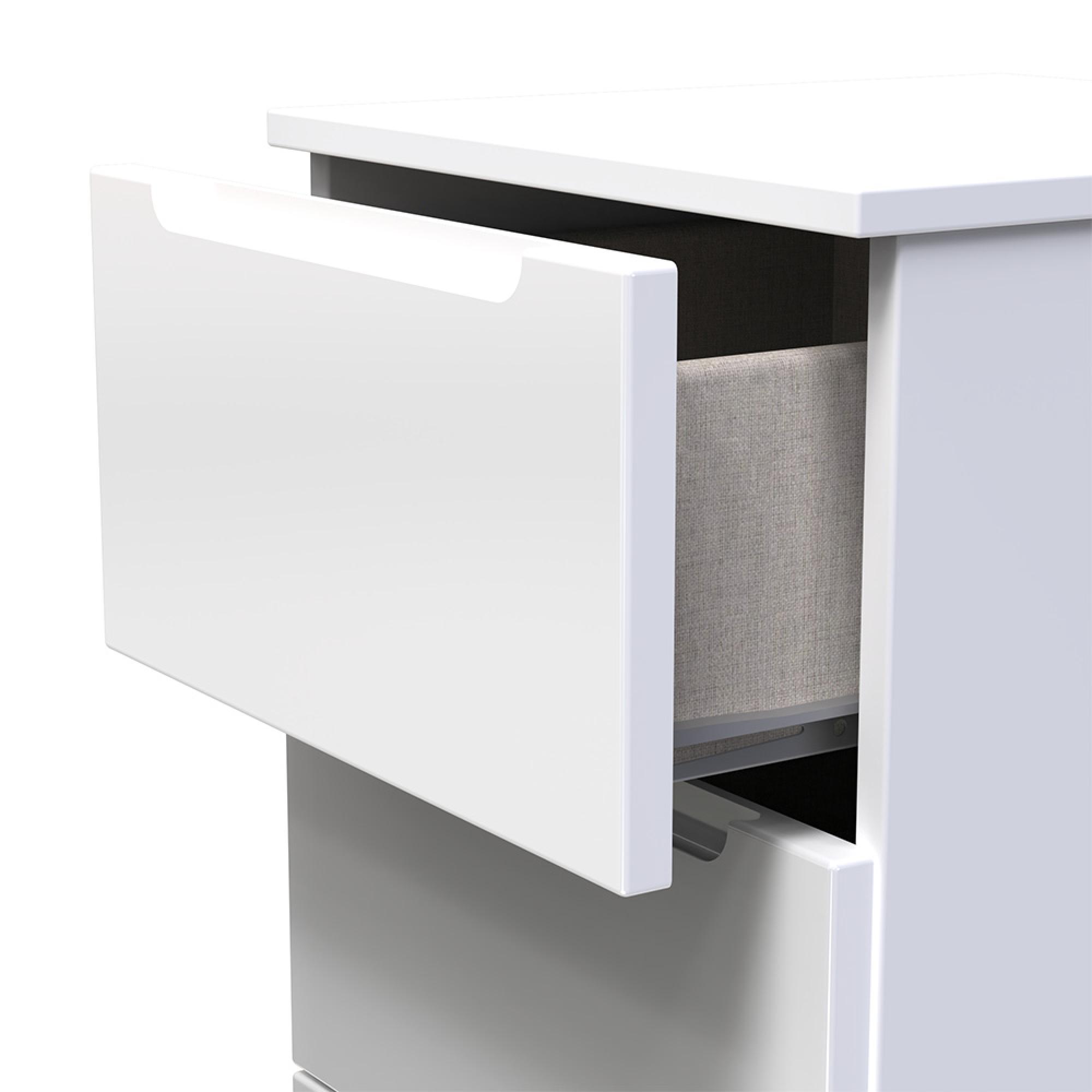 Milan Bedside Cabinet - 3 Drawer - White Gloss