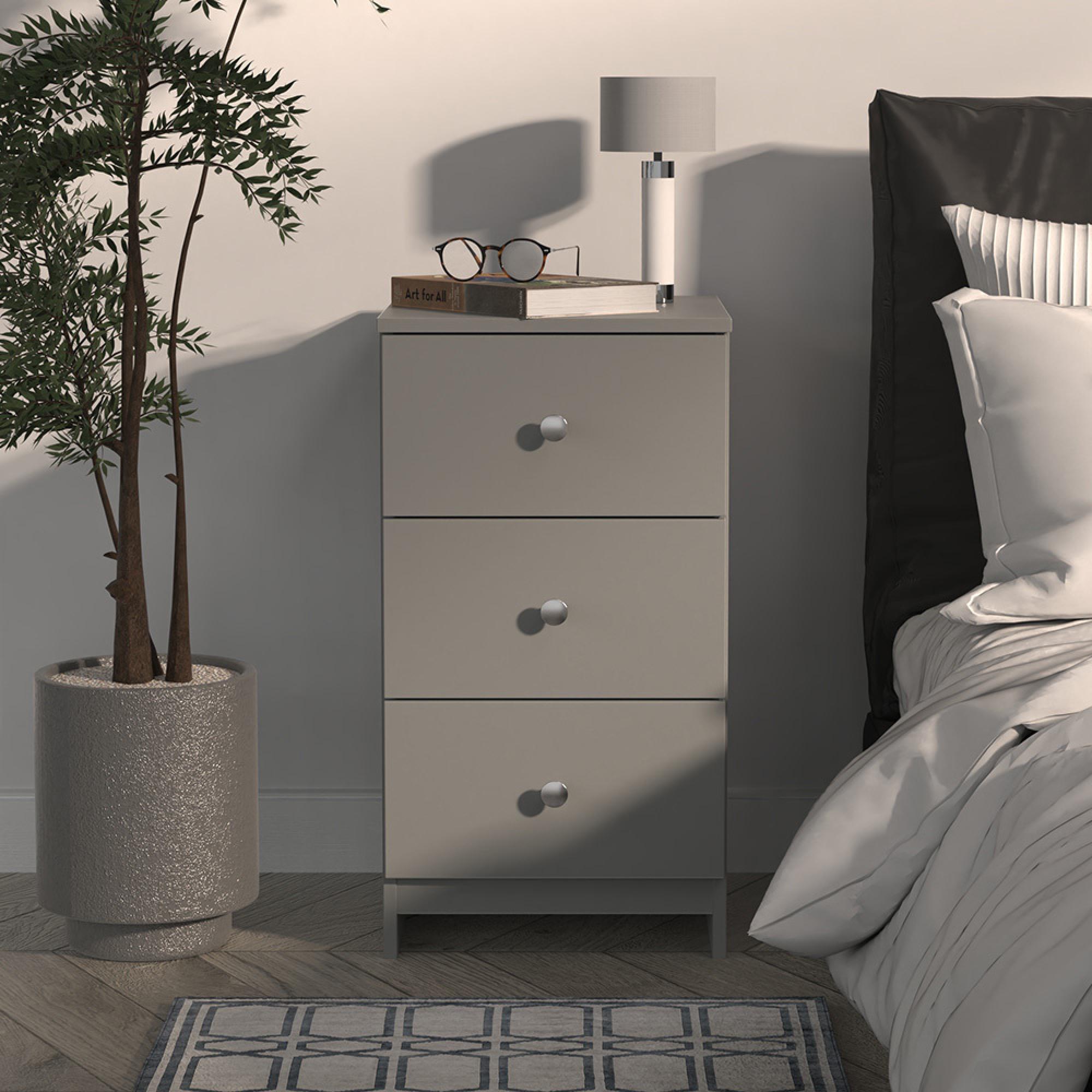 Yarmouth Bedside Cabinet - 3 Drawer - Dusk Grey