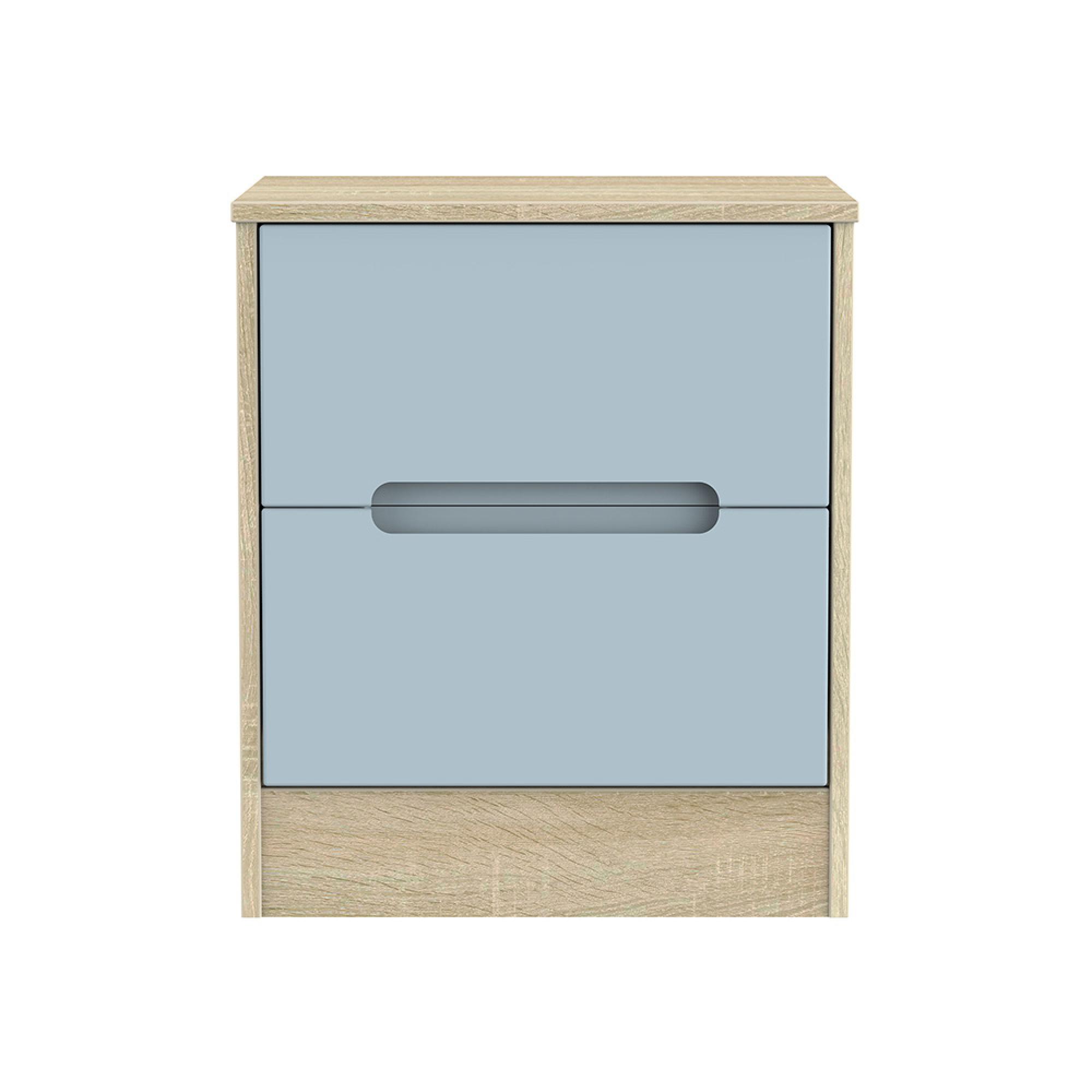 Monaco Bedside Cabinet - 2 Drawer - Denim and Oak