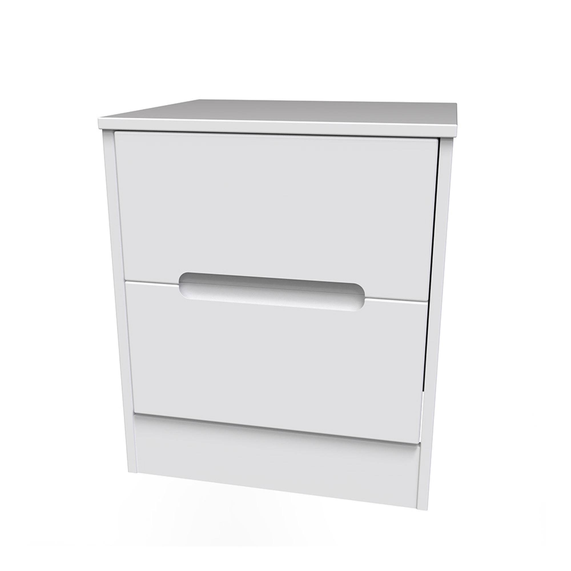 Monaco Bedside Cabinet - 2 Drawer - White