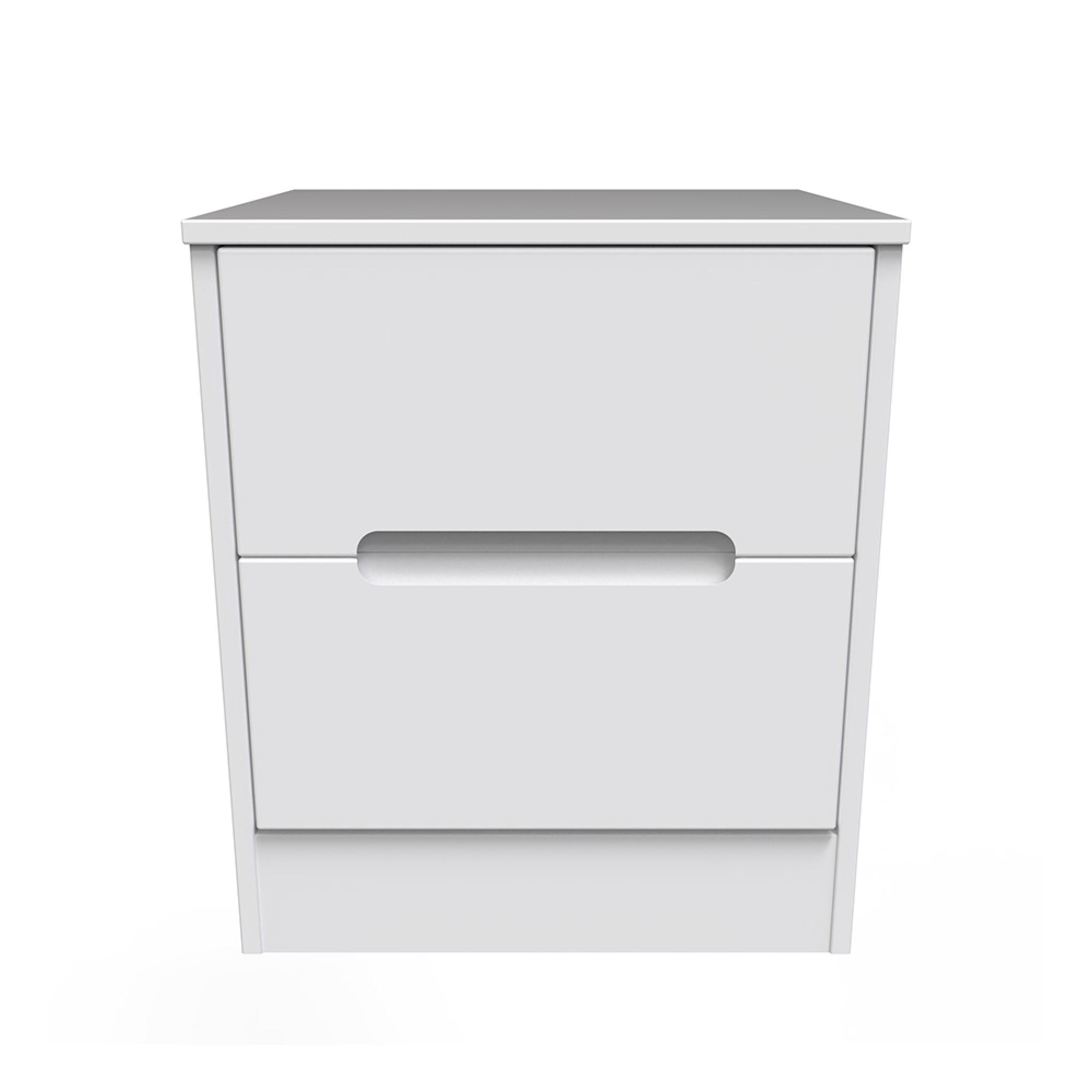 Monaco Bedside Cabinet - 2 Drawer - White