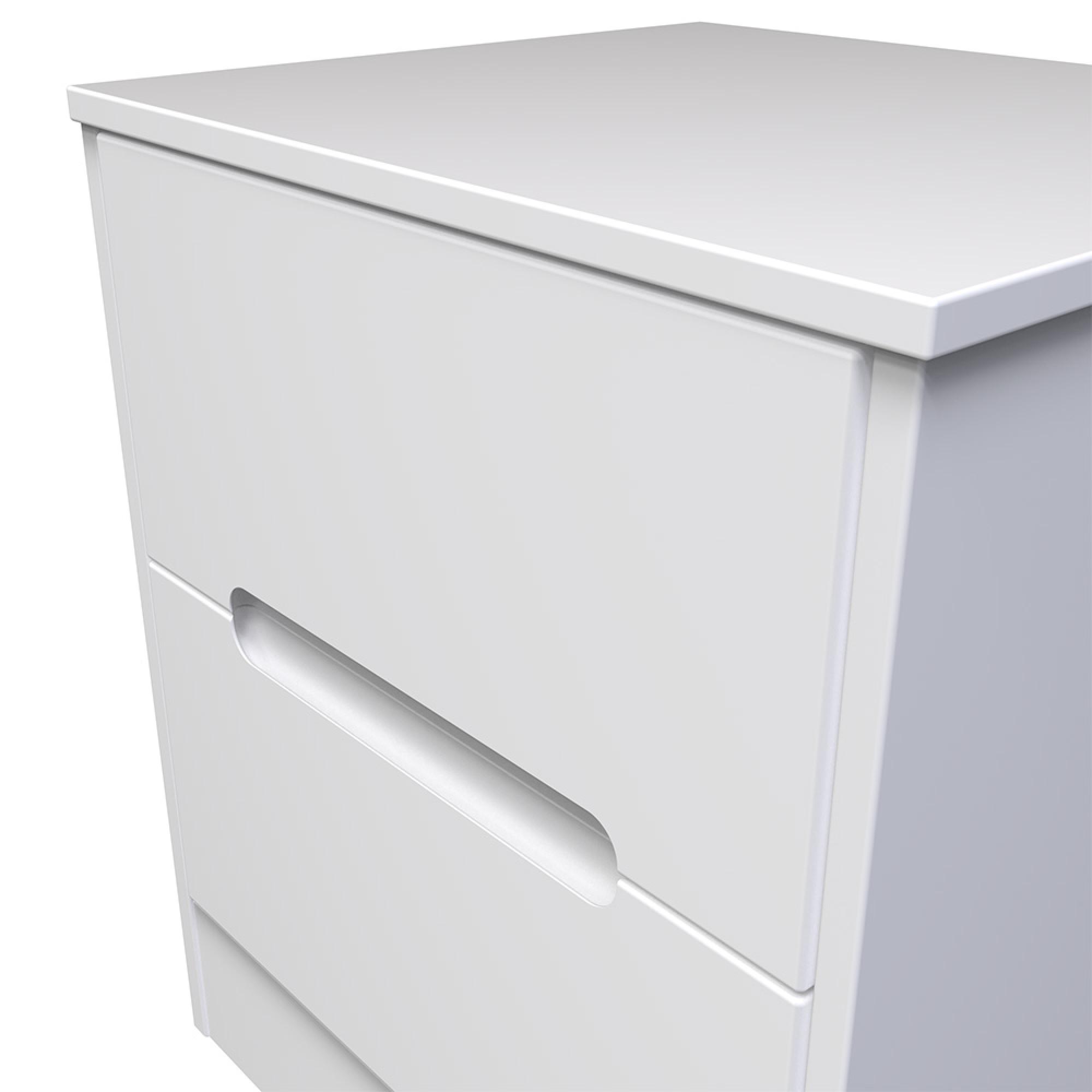 Monaco Bedside Cabinet - 2 Drawer - White