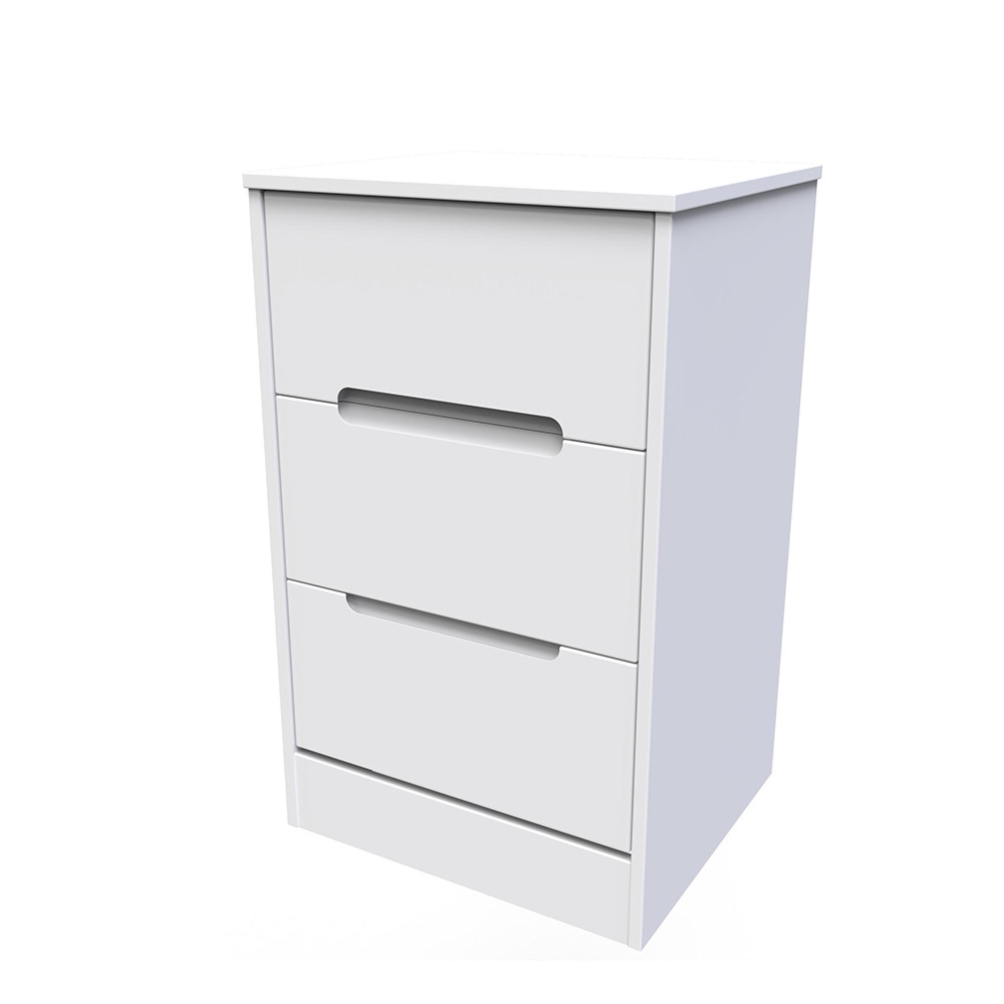 Monaco Bedside Cabinet - 3 Drawer - White