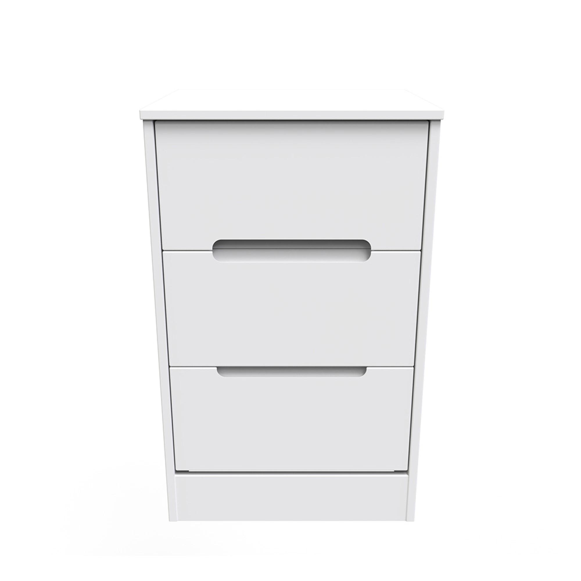 Monaco Bedside Cabinet - 3 Drawer - White