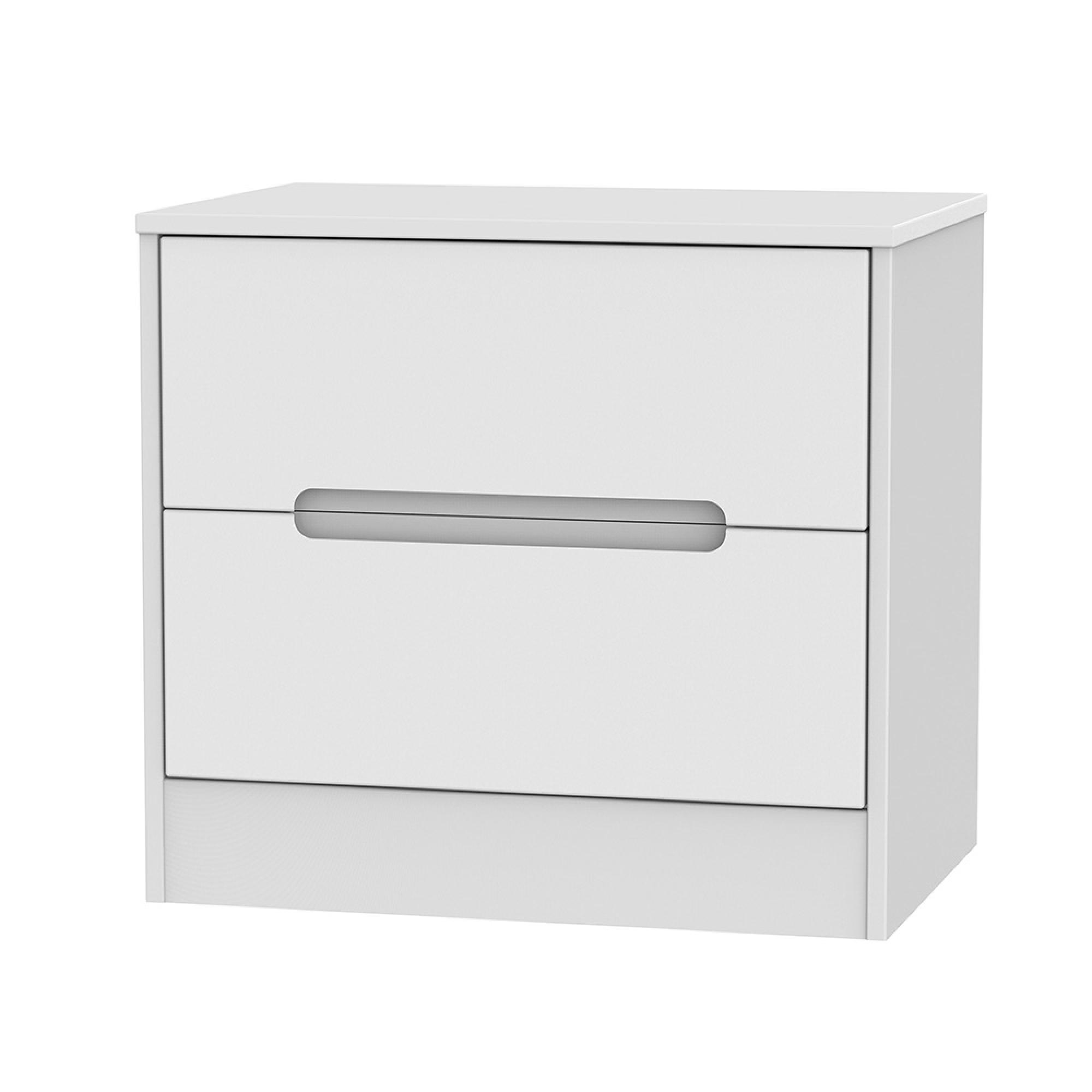Monaco Bedside Cabinet - Wide - 2 Drawer - White