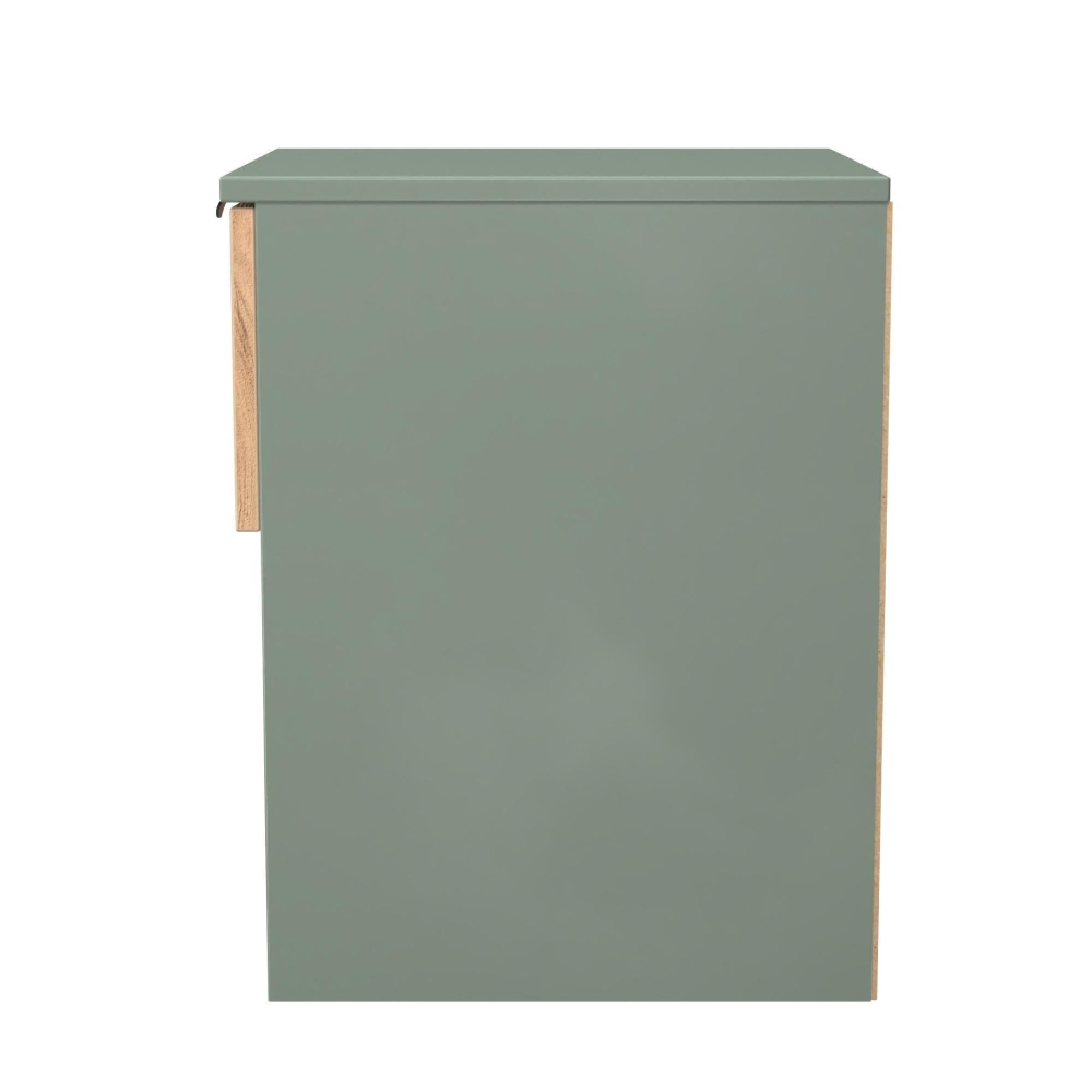 Bora Bedside Cabinet - 1 Drawer - Gold Craft Oak and Reed Green
