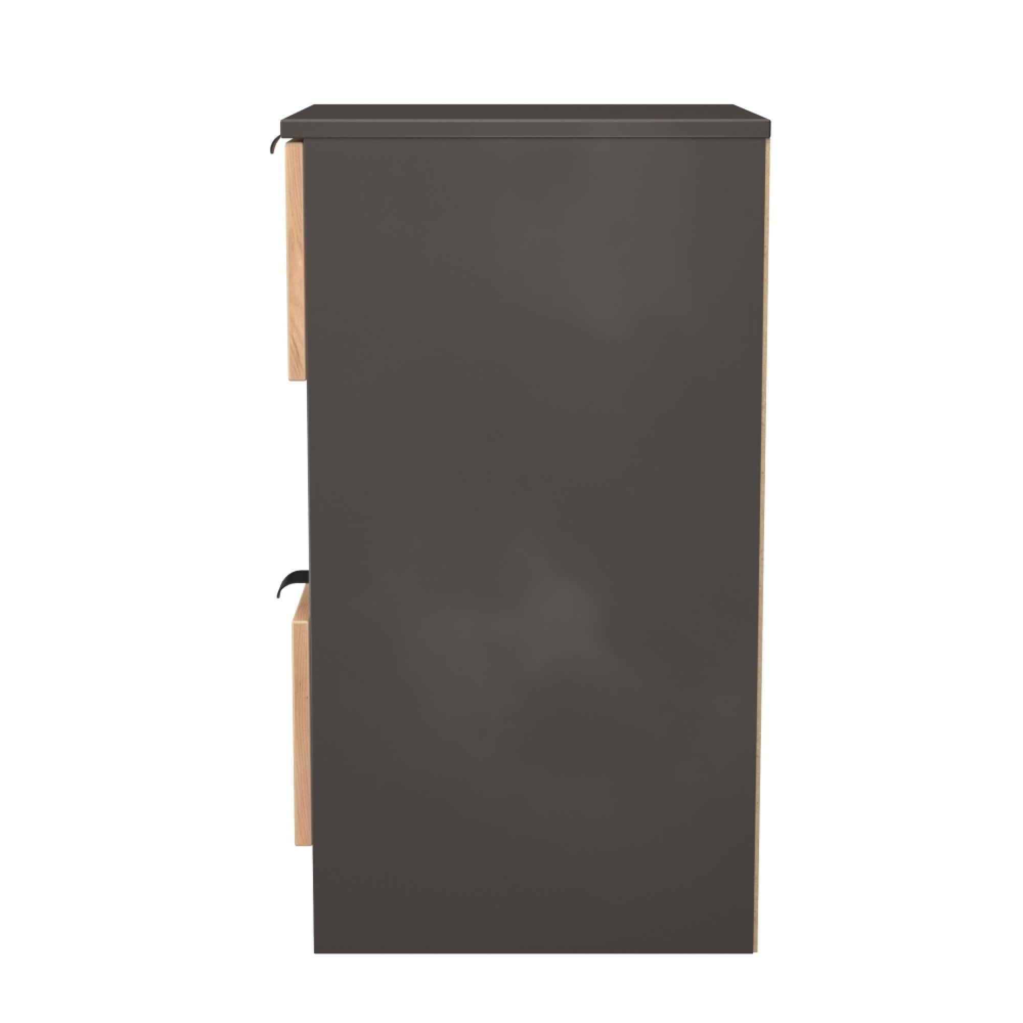 Bora Bedside Cabinet - 2 Drawer - Gold Craft Oak and Graphite