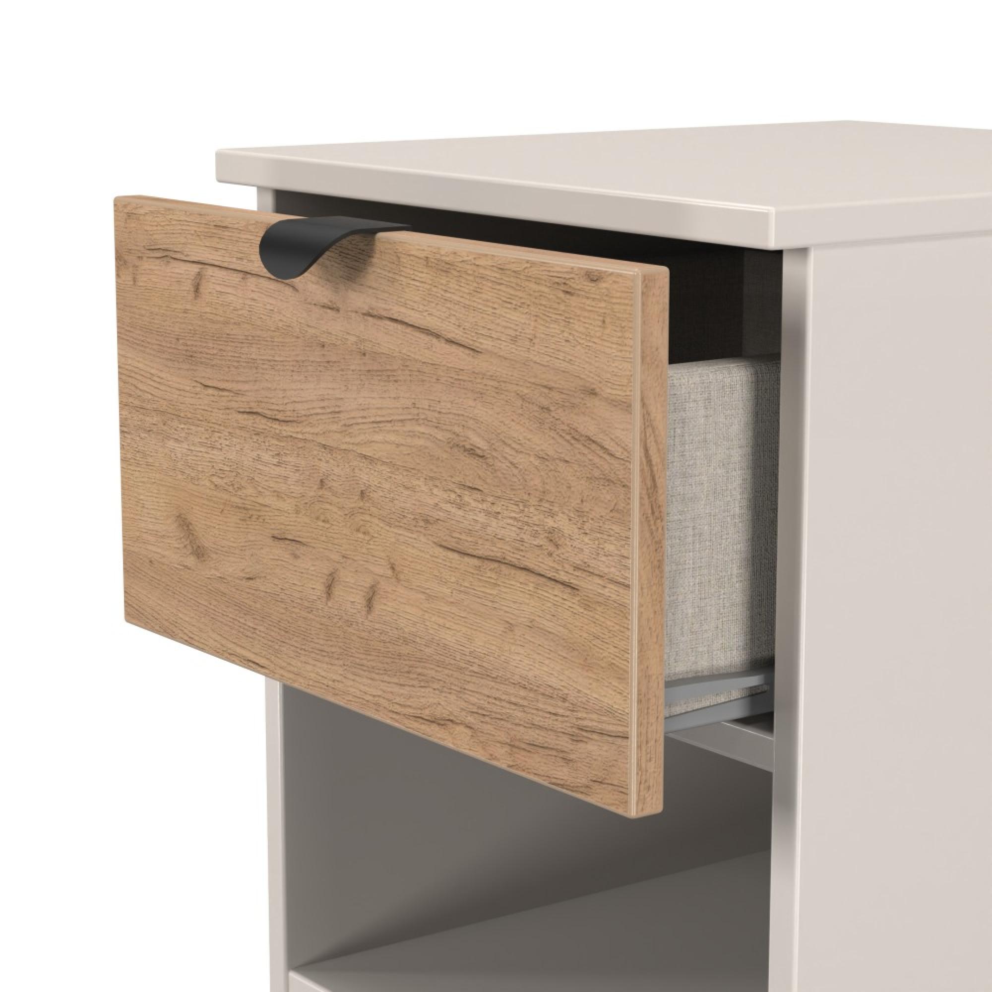 Bora Bedside Cabinet - 1 Drawer - Open Shelf - Gold Craft Oak and Kashmir Matt