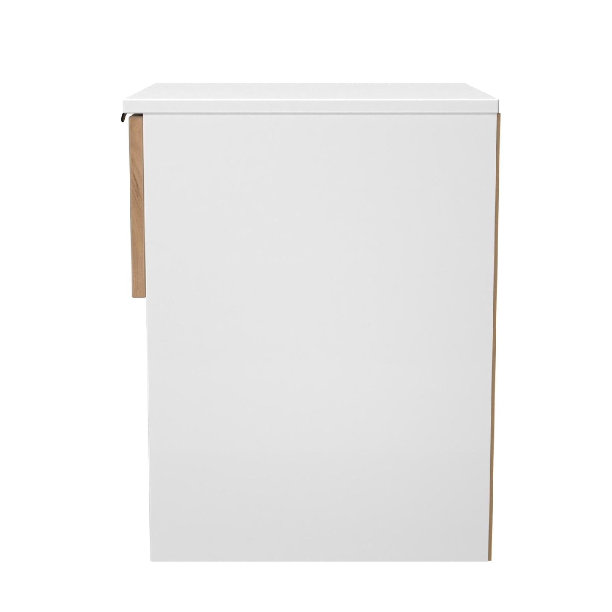 Bora Bedside Cabinet - 1 Drawer - Open Shelf - Gold Craft Oak and White Matt