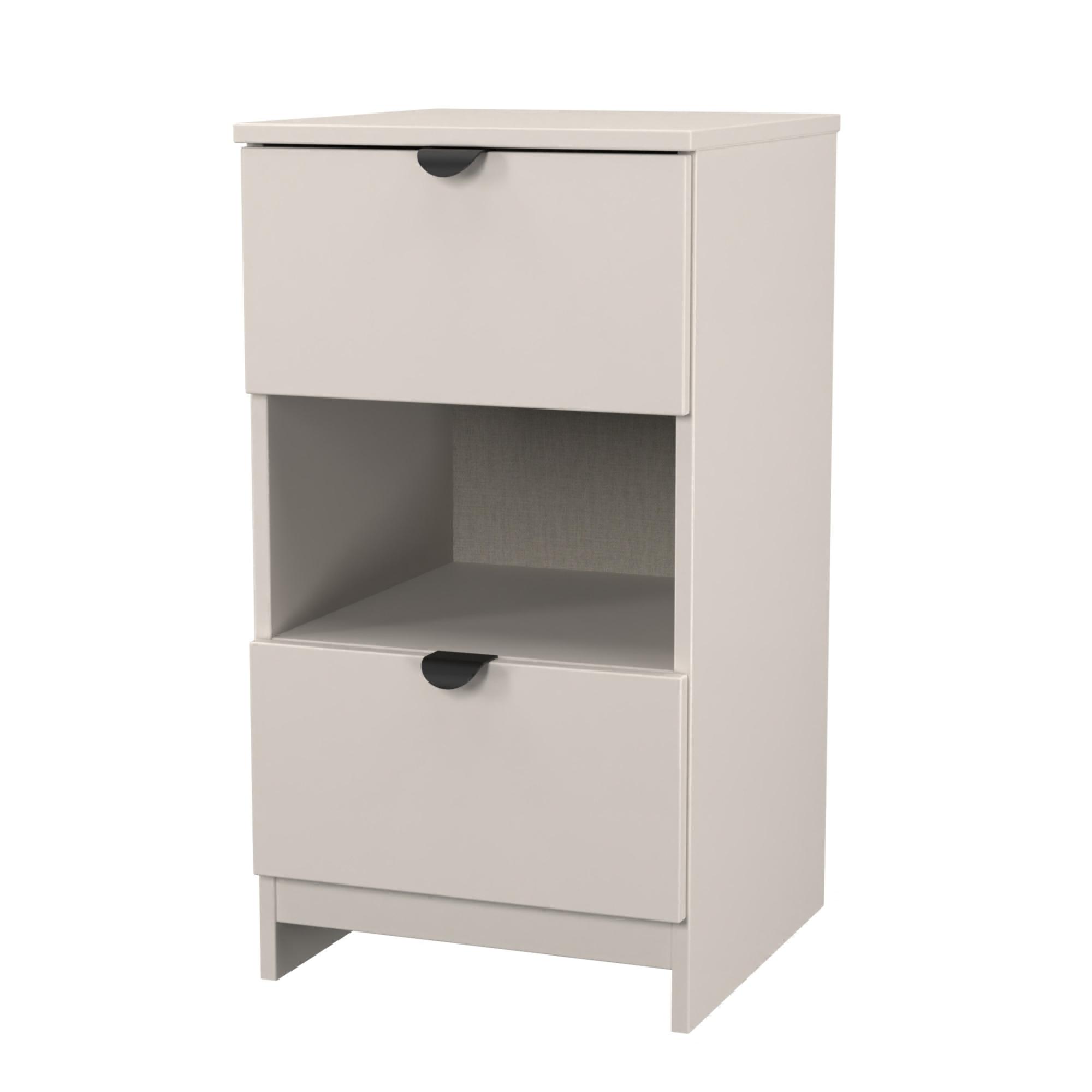 Bora Bedside Cabinet - 2 Drawer - Open Shelf - Kashmir Matt