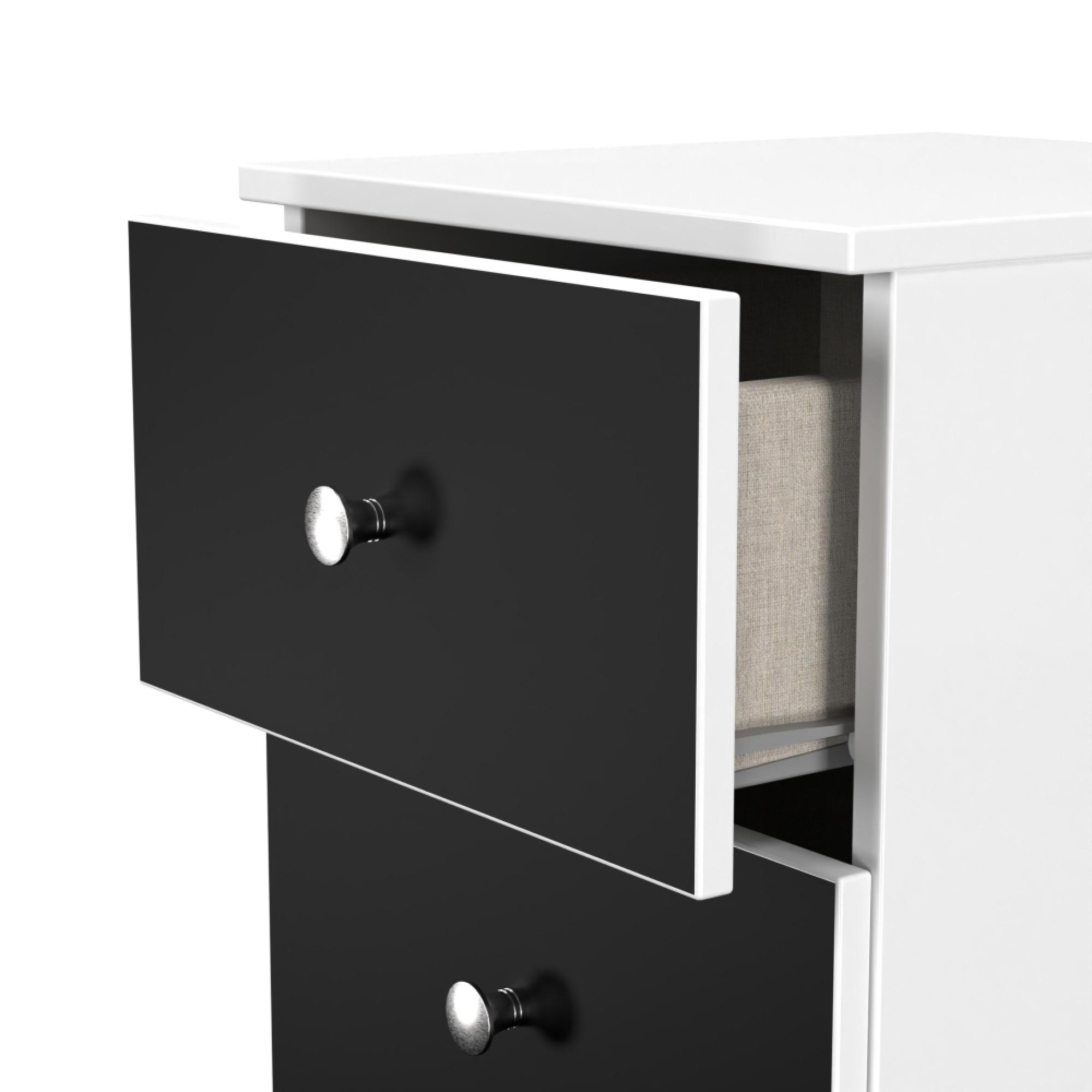 Yarmouth Bedside Cabinet - 2 Drawer - Black Matt and White Matt