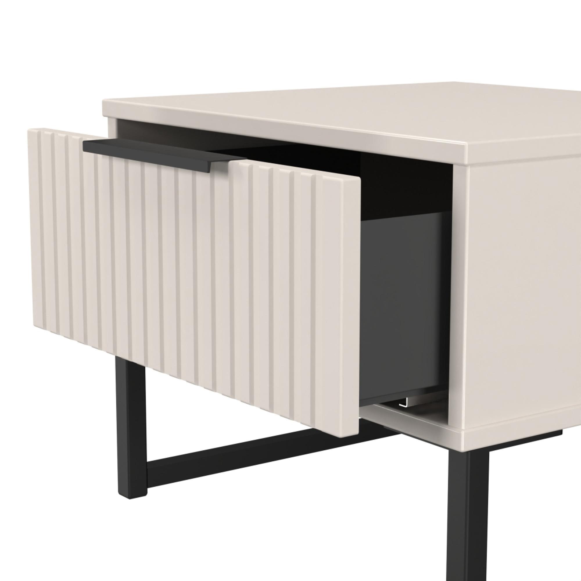 Fluted Bedside Cabinet - 1 Drawer - Kashmir Matt