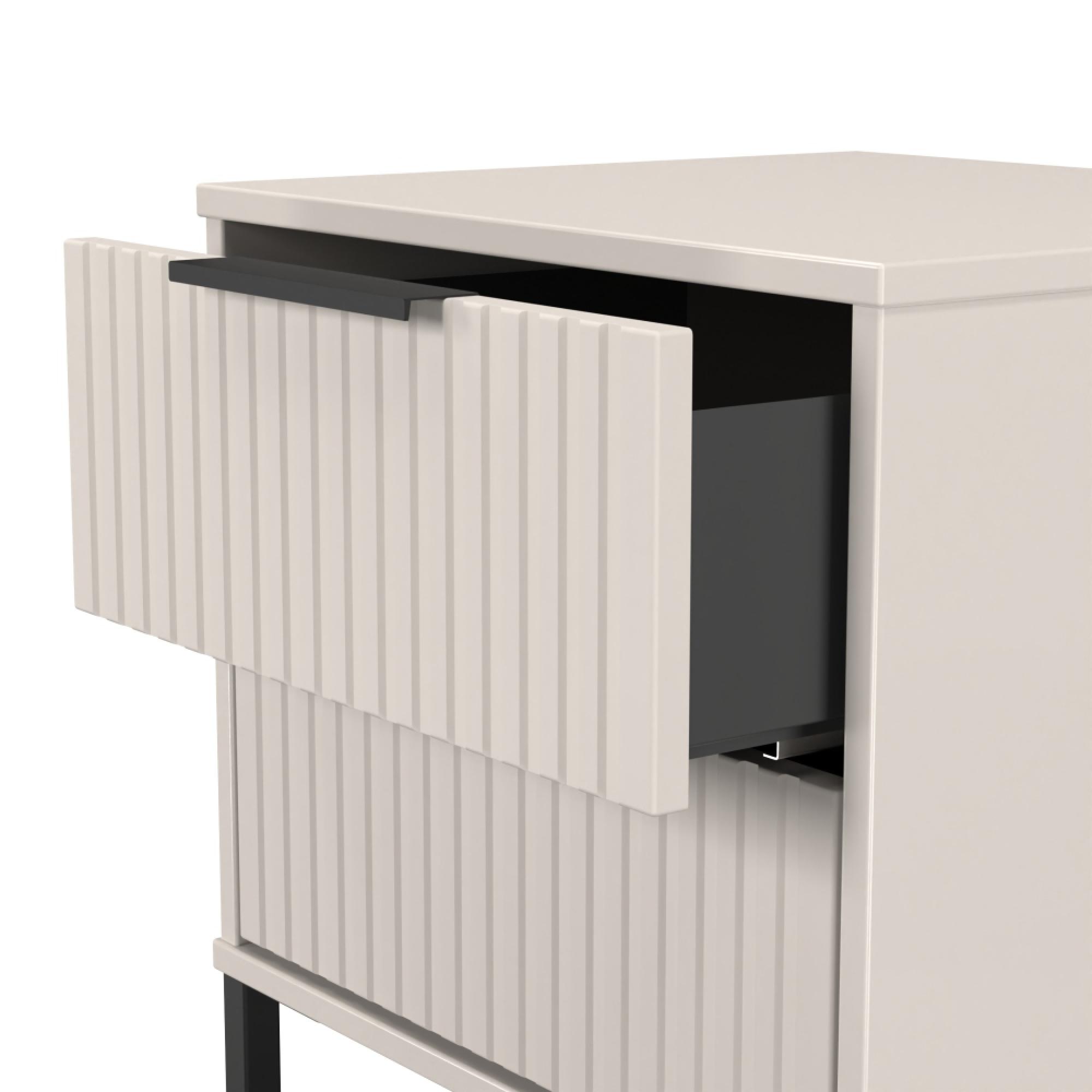 Fluted Bedside Cabinet - 2 Drawer - Kashmir Matt