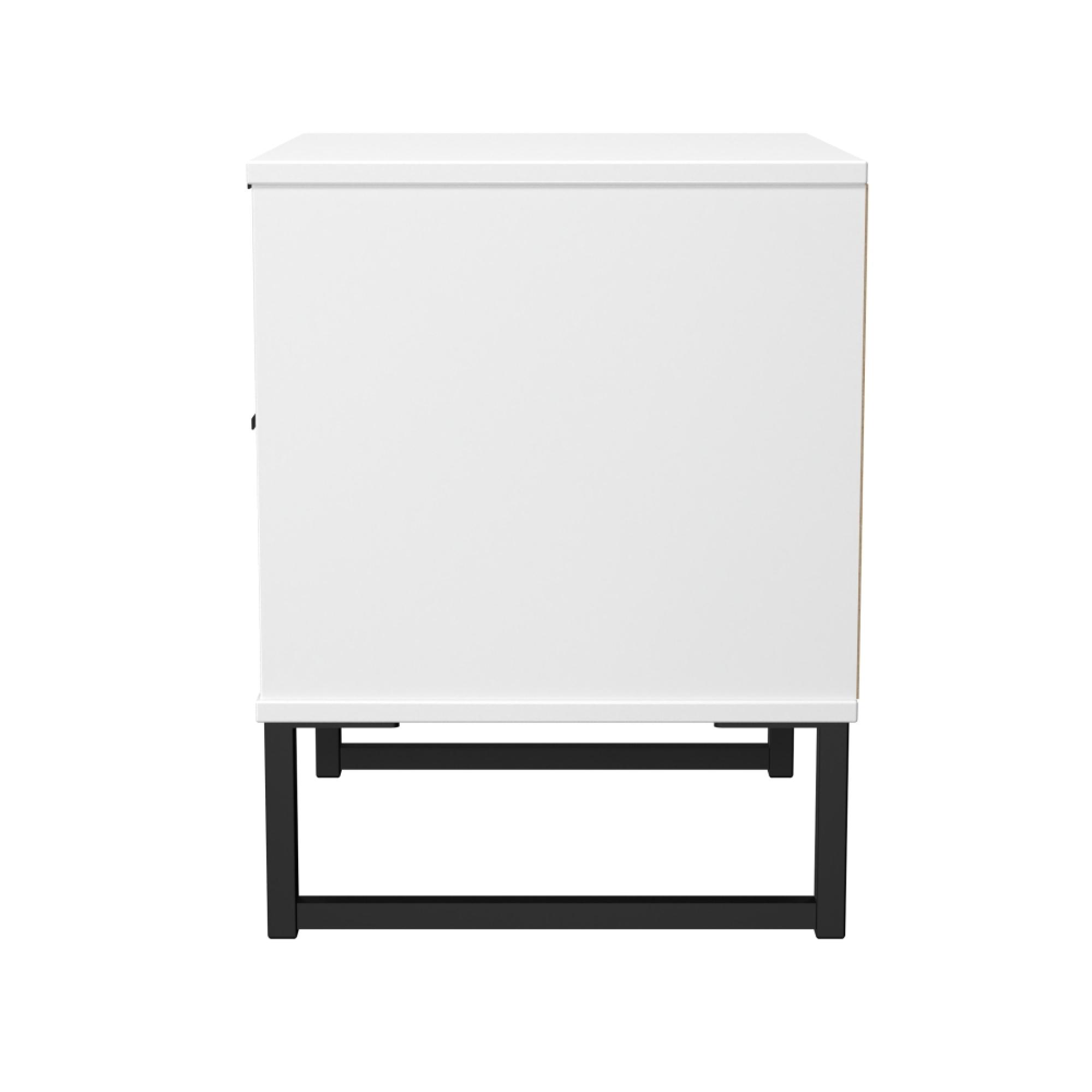 Fluted Bedside Cabinet - 2 Drawer - Duck and White Matt