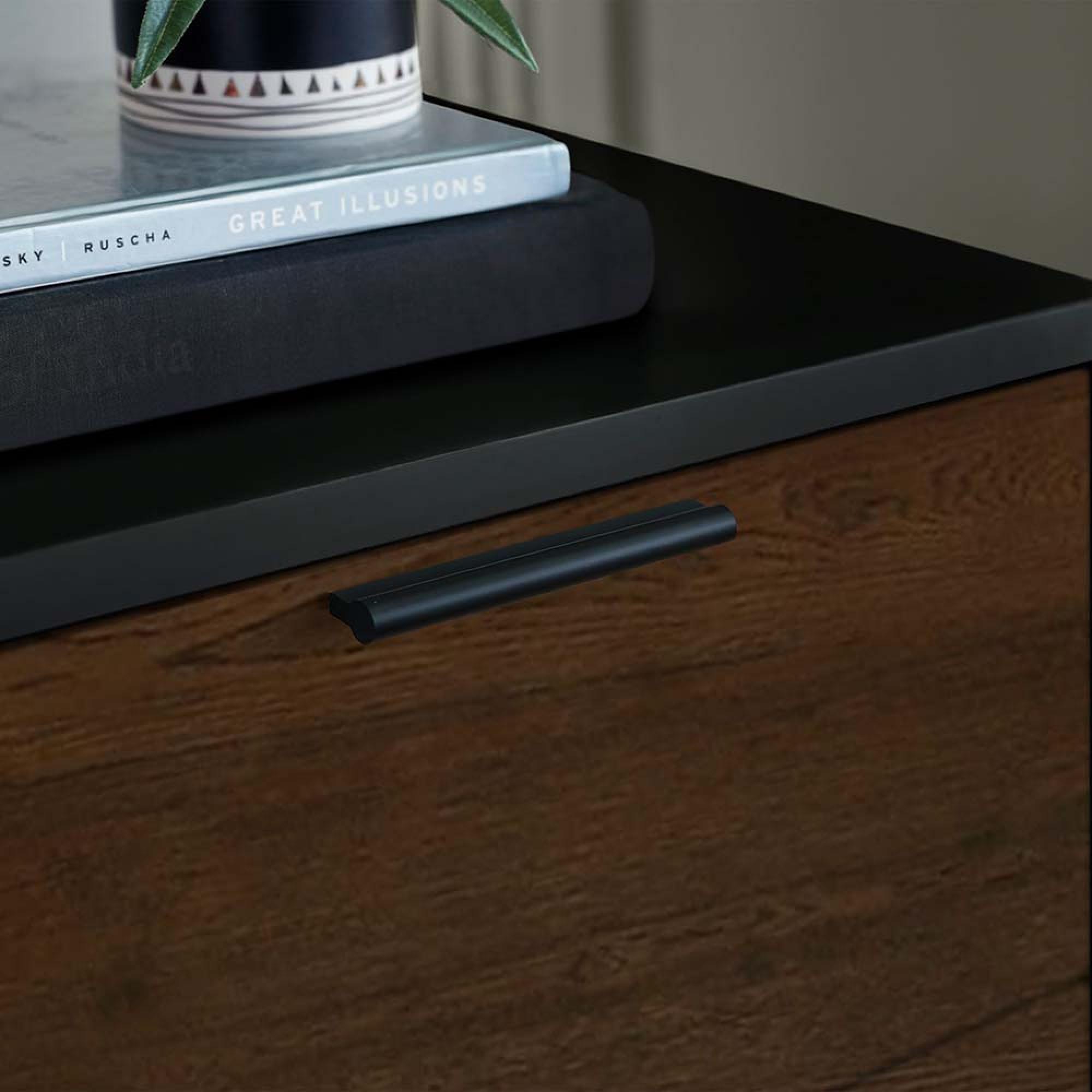 Alba Black and Walnut Bedside Cabinet - 2 Drawer