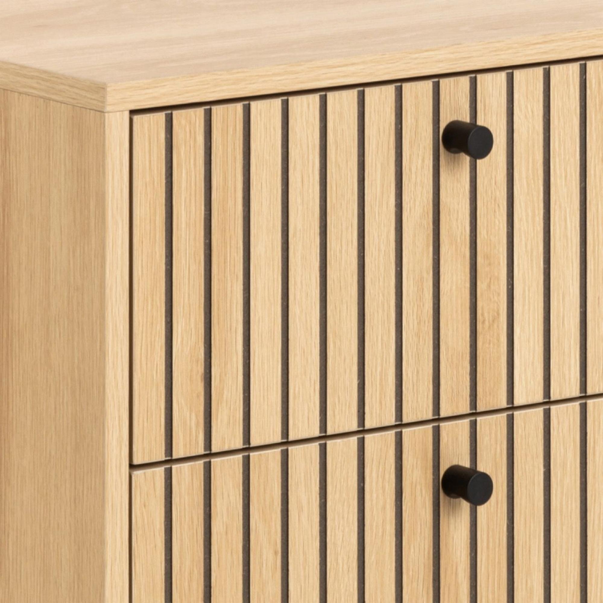 Albany Bedside Table - 2 Drawer - Oak Ribbed