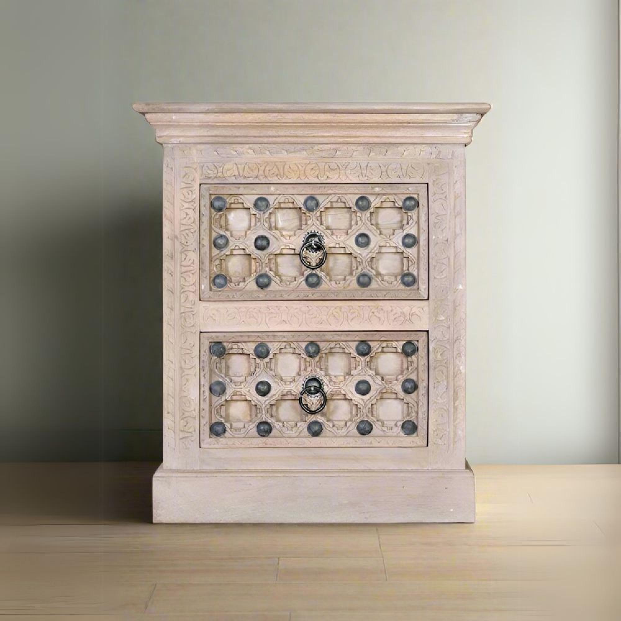 Arezzo Bedside Cabinet - 2 Drawer - Mango Wood