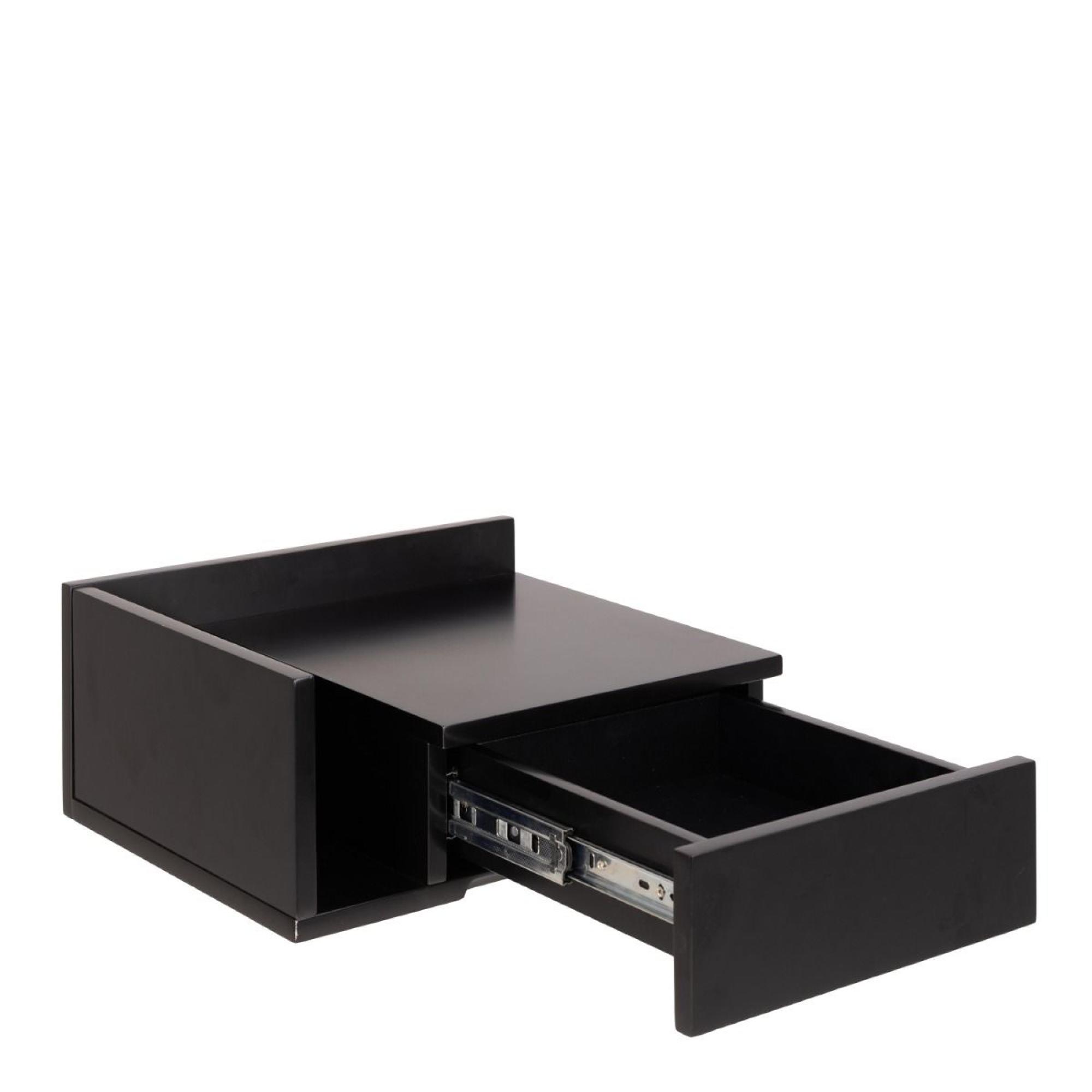 Ashlan Bedside Table - Floating - 1 Drawer - Shelf - Black