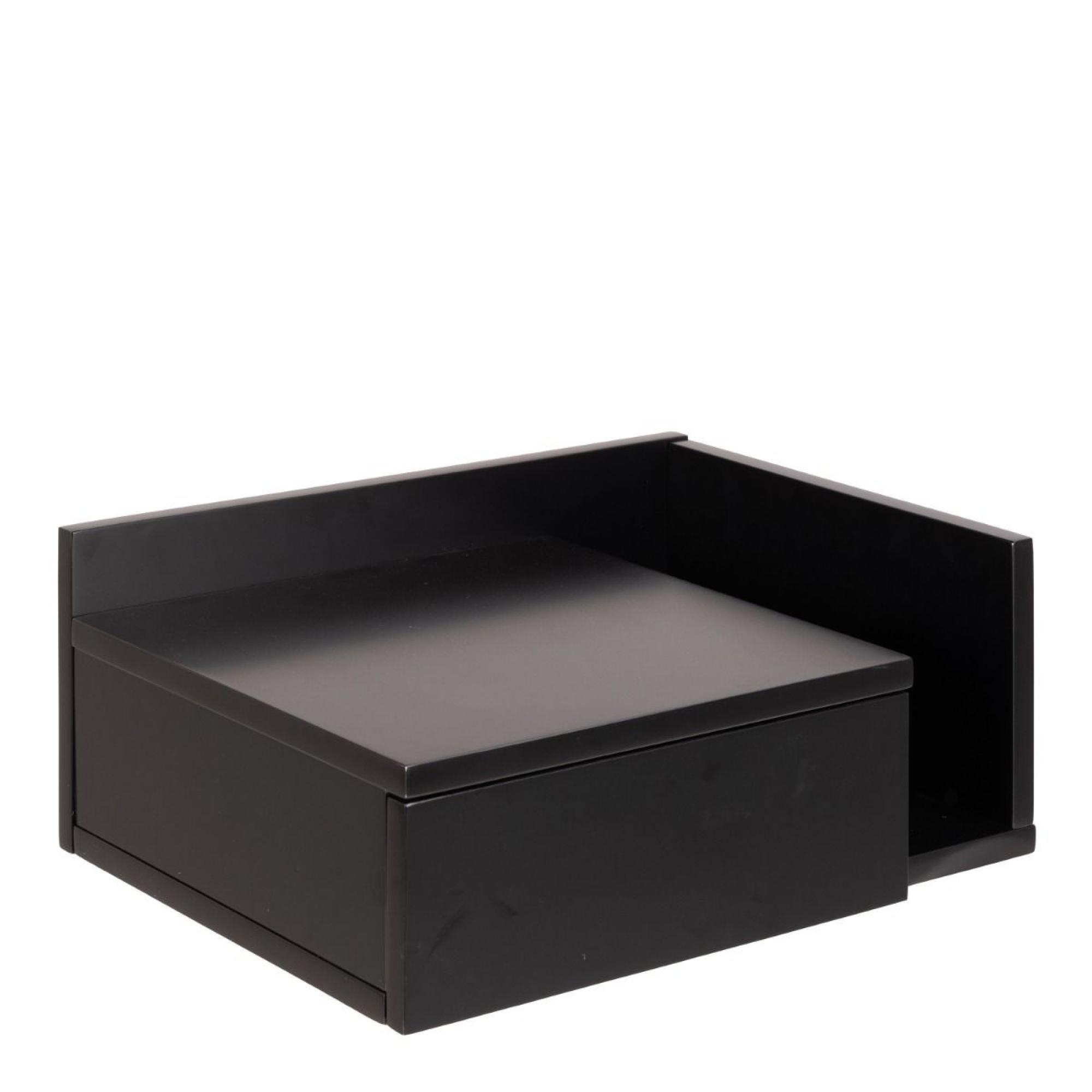 Ashlan Bedside Table - Floating - 1 Drawer - Shelf - Black