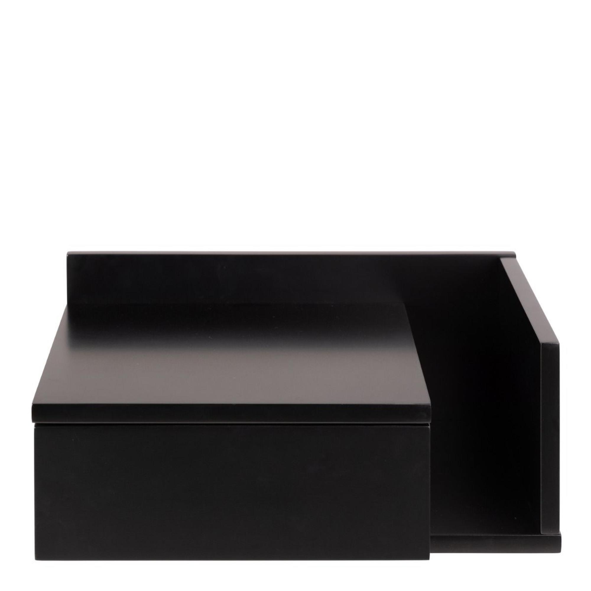 Ashlan Bedside Table - Floating - 1 Drawer - Shelf - Black