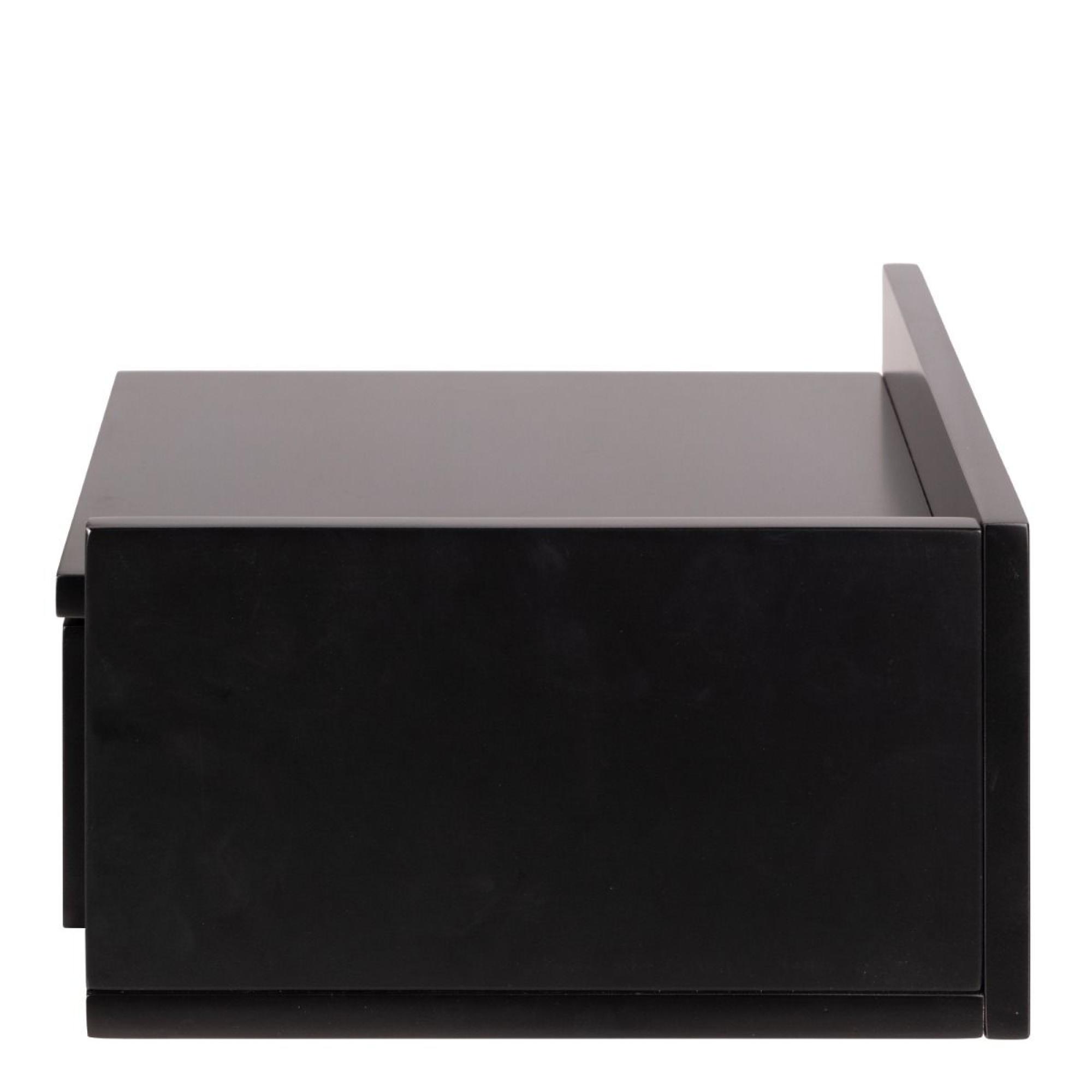 Ashlan Bedside Table - Floating - 1 Drawer - Shelf - Black