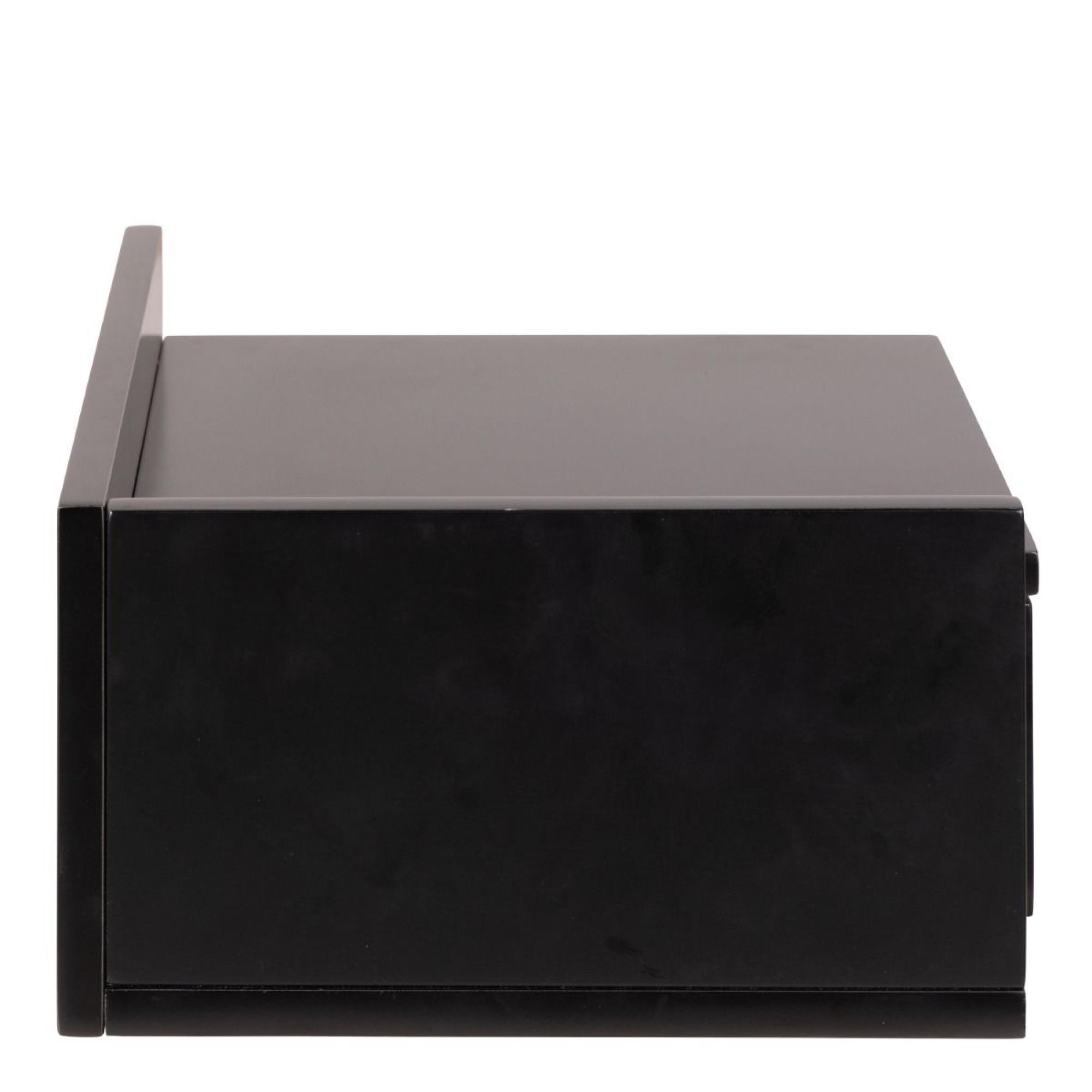 Ashlan Bedside Table - Floating - 1 Drawer - Shelf - Black