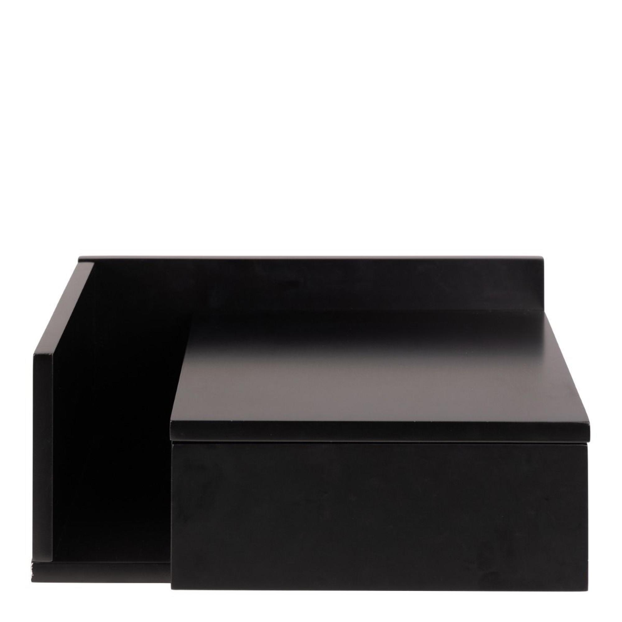 Ashlan Bedside Table - Floating - 1 Drawer - Shelf - Black