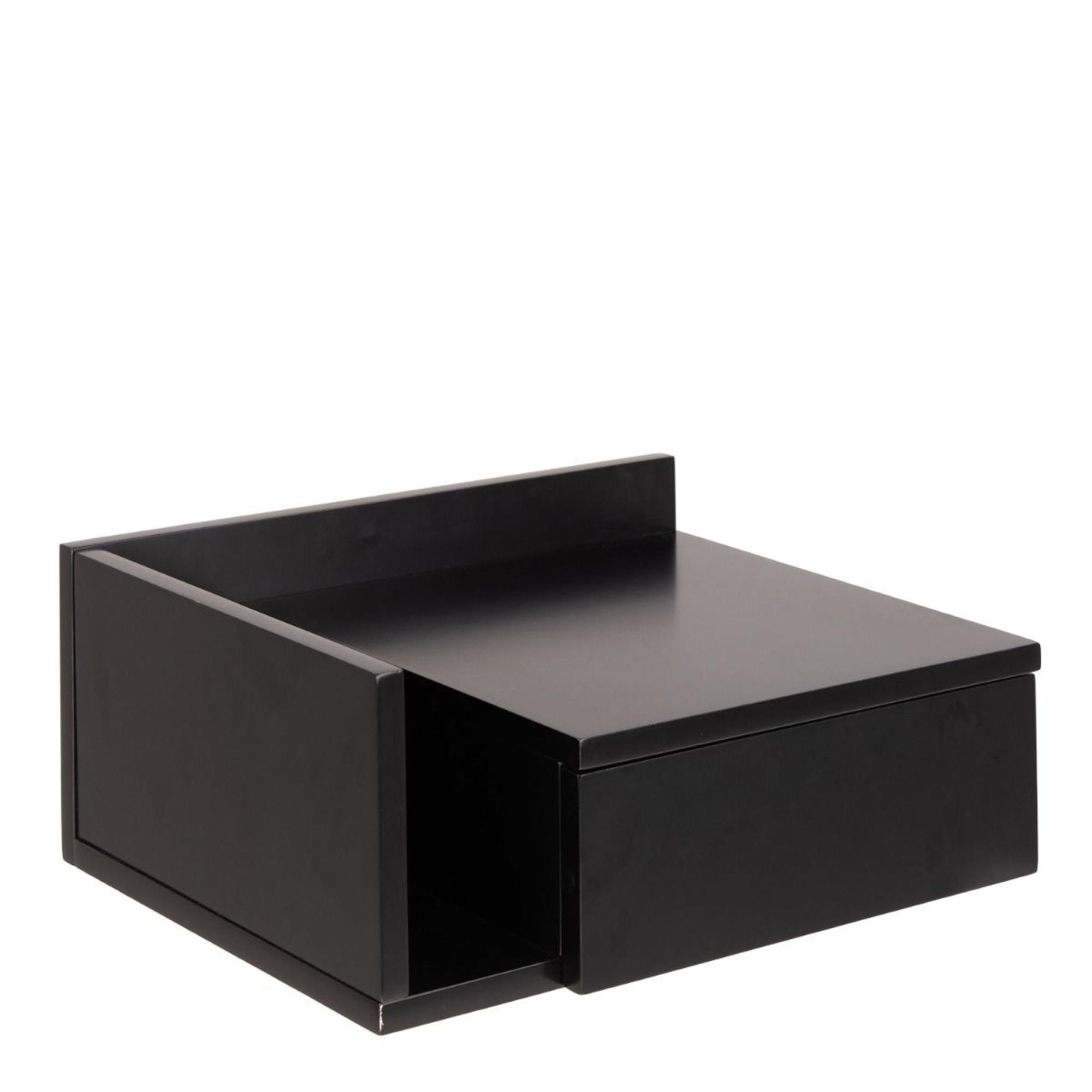 Ashlan Bedside Table - Floating - 1 Drawer - Shelf - Black
