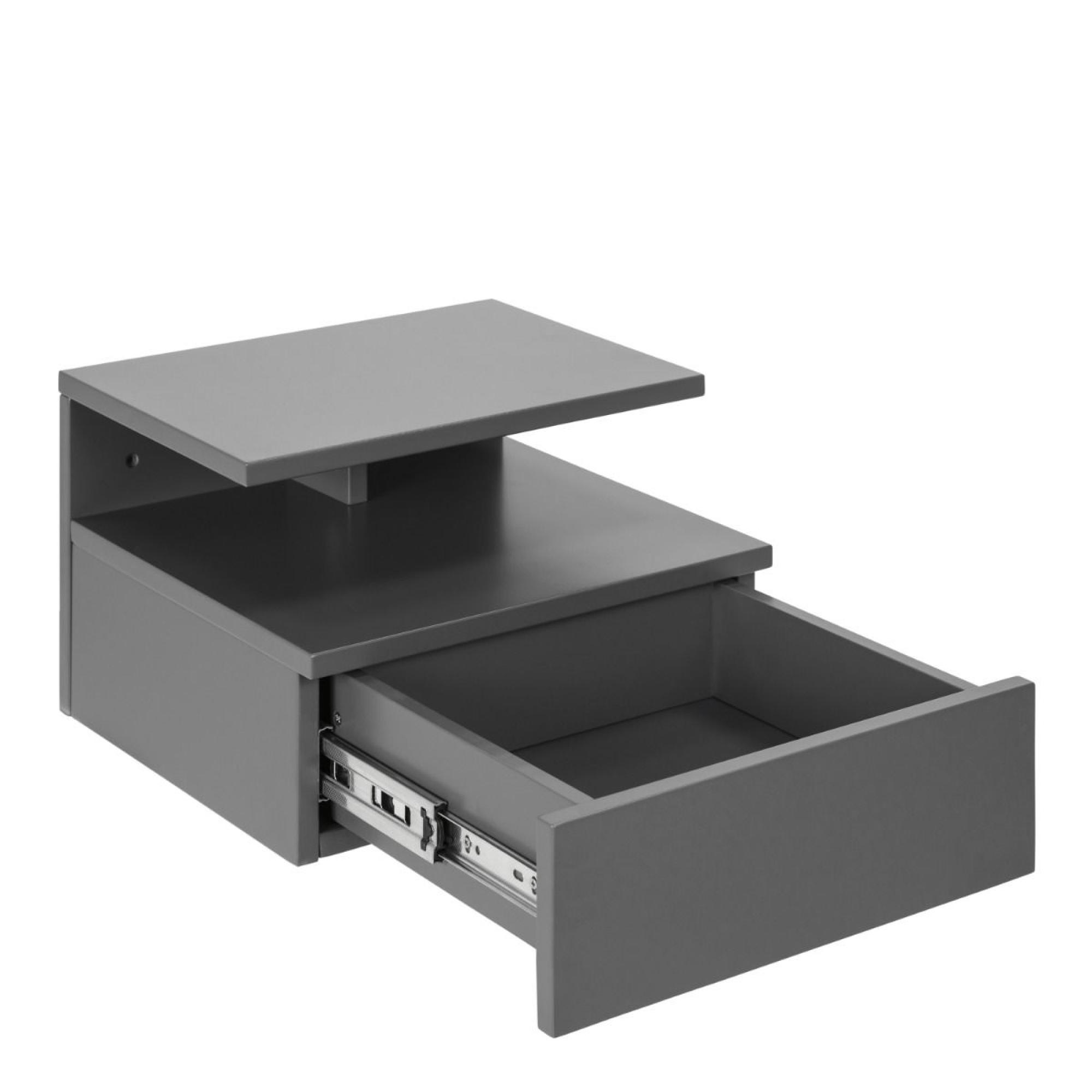 Ashlan Bedside Table - Floating - 1 Drawer - Grey
