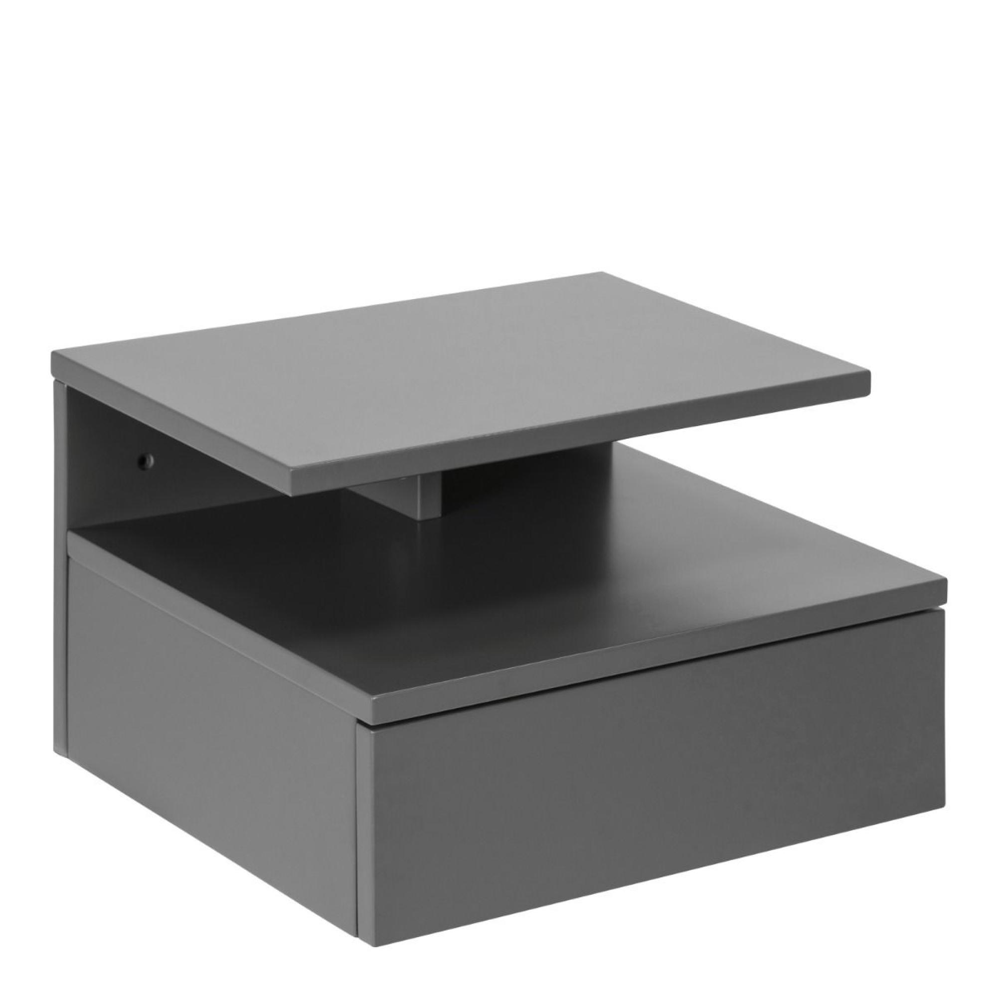 Ashlan Bedside Table - Floating - 1 Drawer - Grey