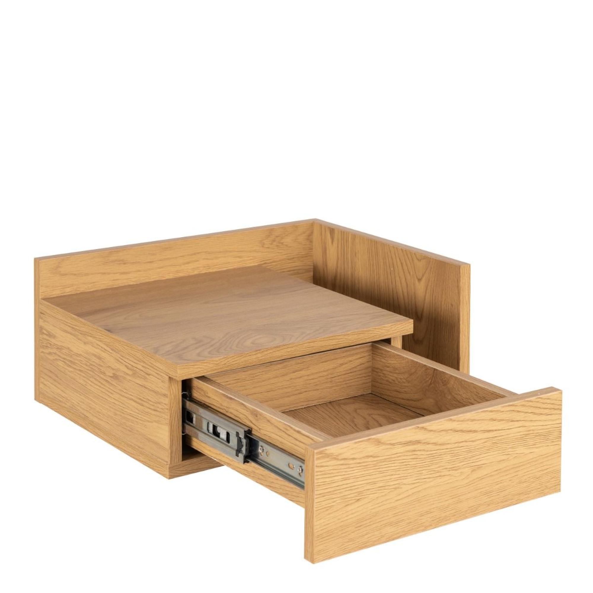 Ashlan Bedside Table - Floating - 1 Drawer - Shelf - Oak