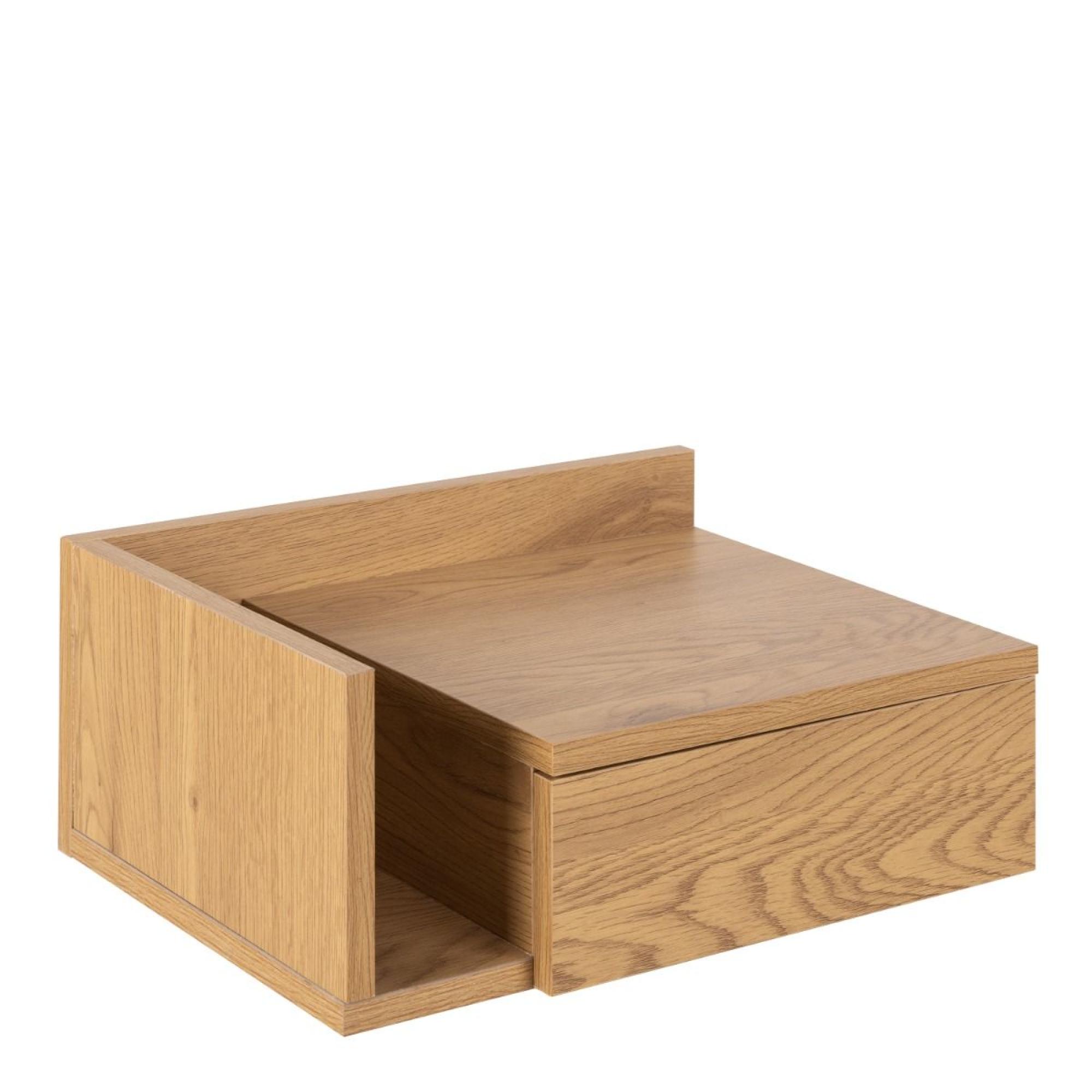 Ashlan Bedside Table - Floating - 1 Drawer - Shelf - Oak