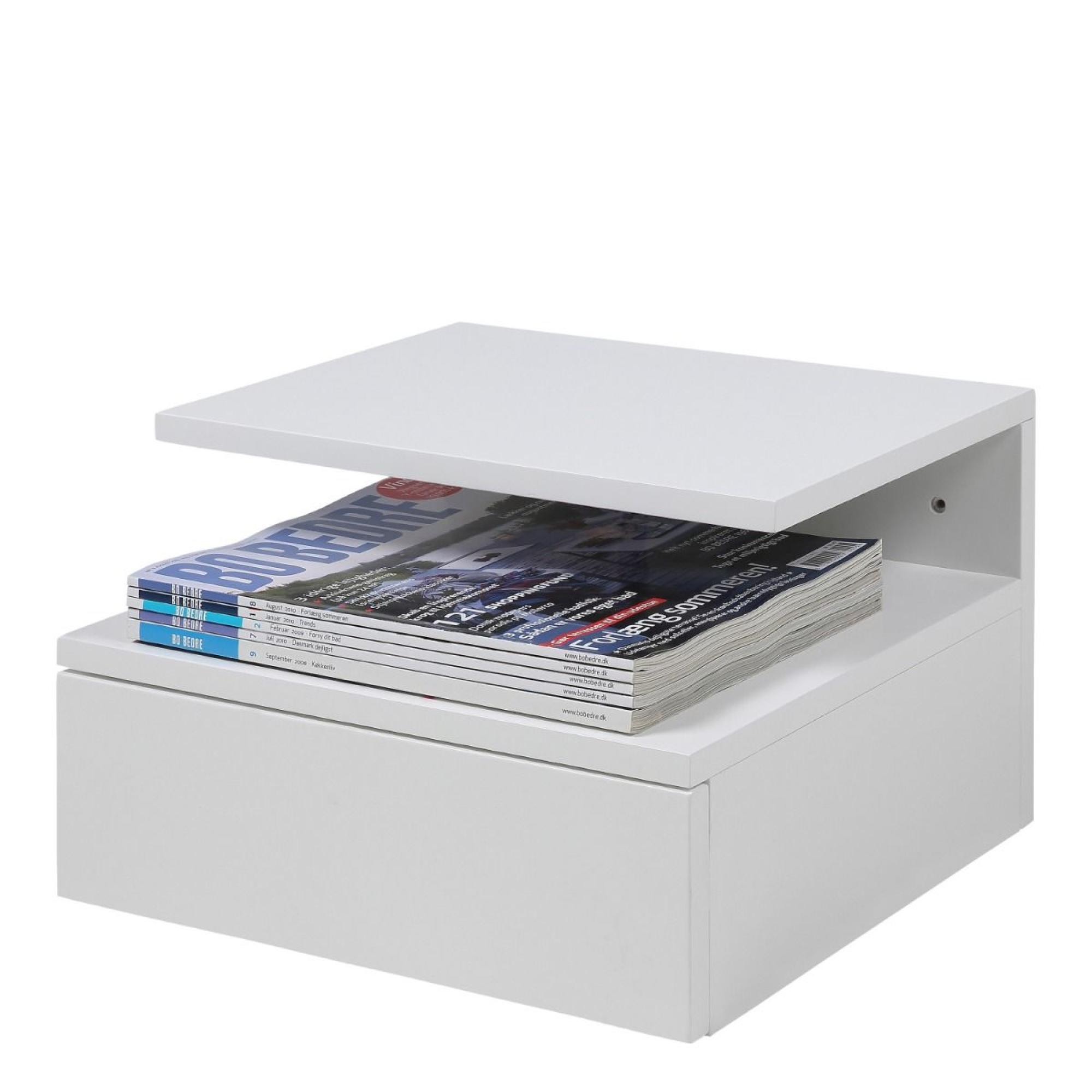Ashlan Bedside Table - Floating - 1 Drawer - White